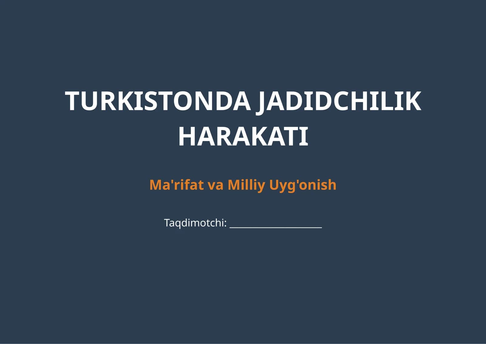 Turkistonda Jadidchilik Harakati