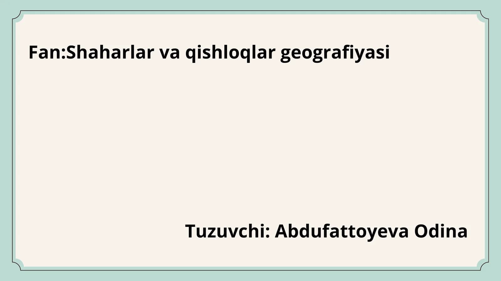 Shaharlar va qishloqlar geografiyasi