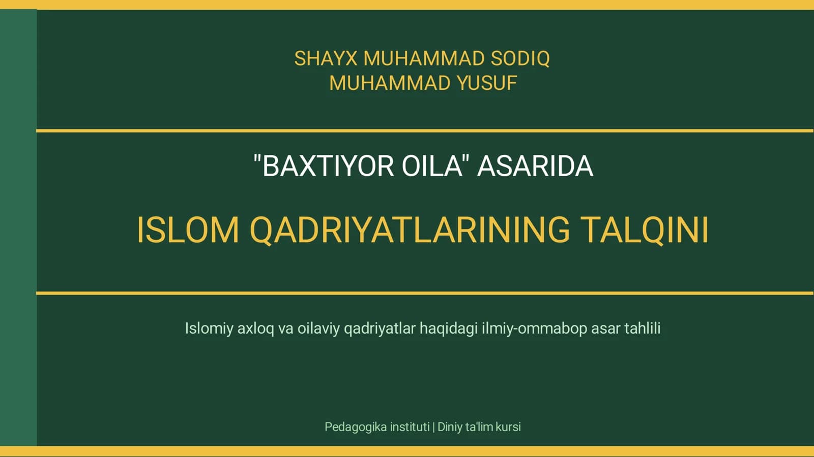 "BAXTIYOR OILA" ASARI