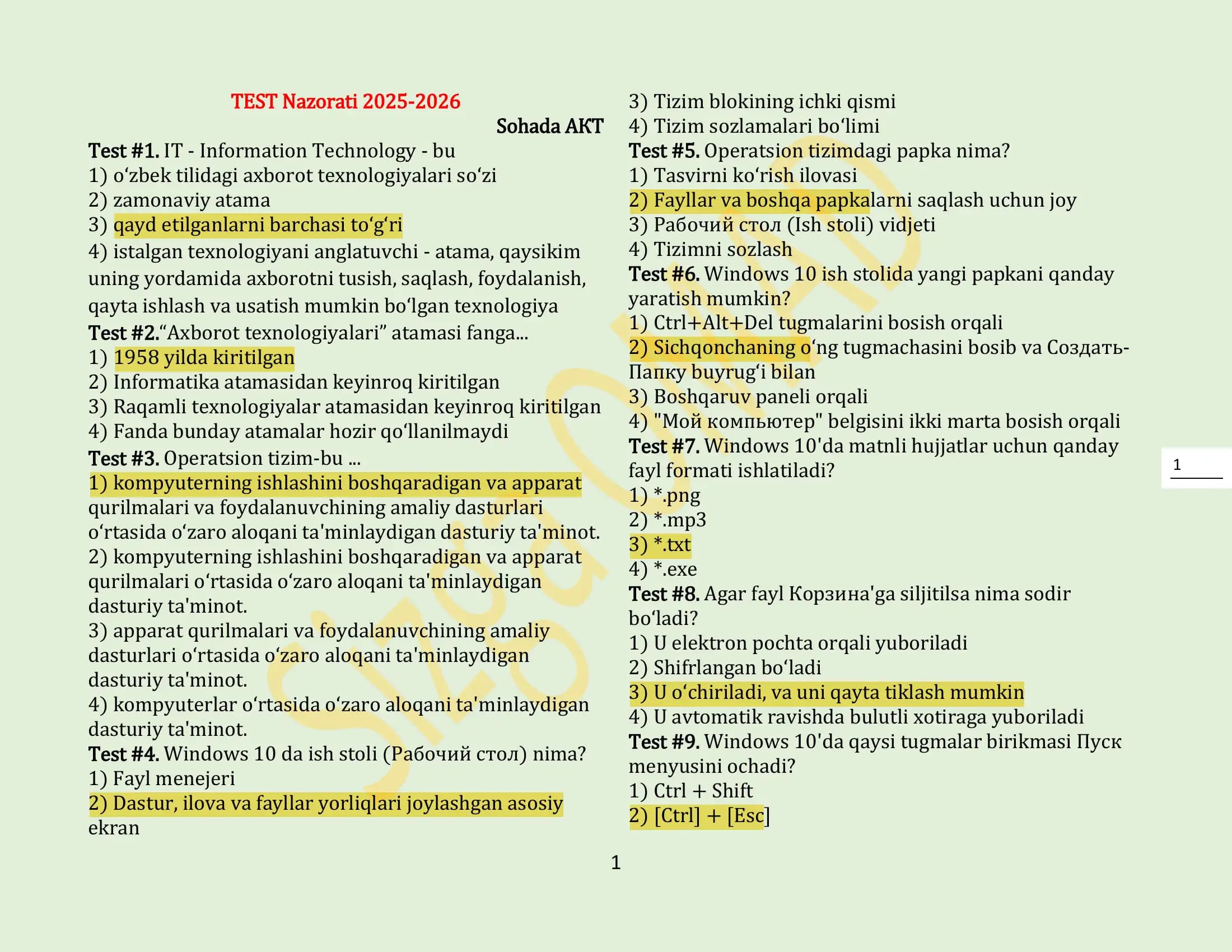 TEST Nazorati 2025-2026