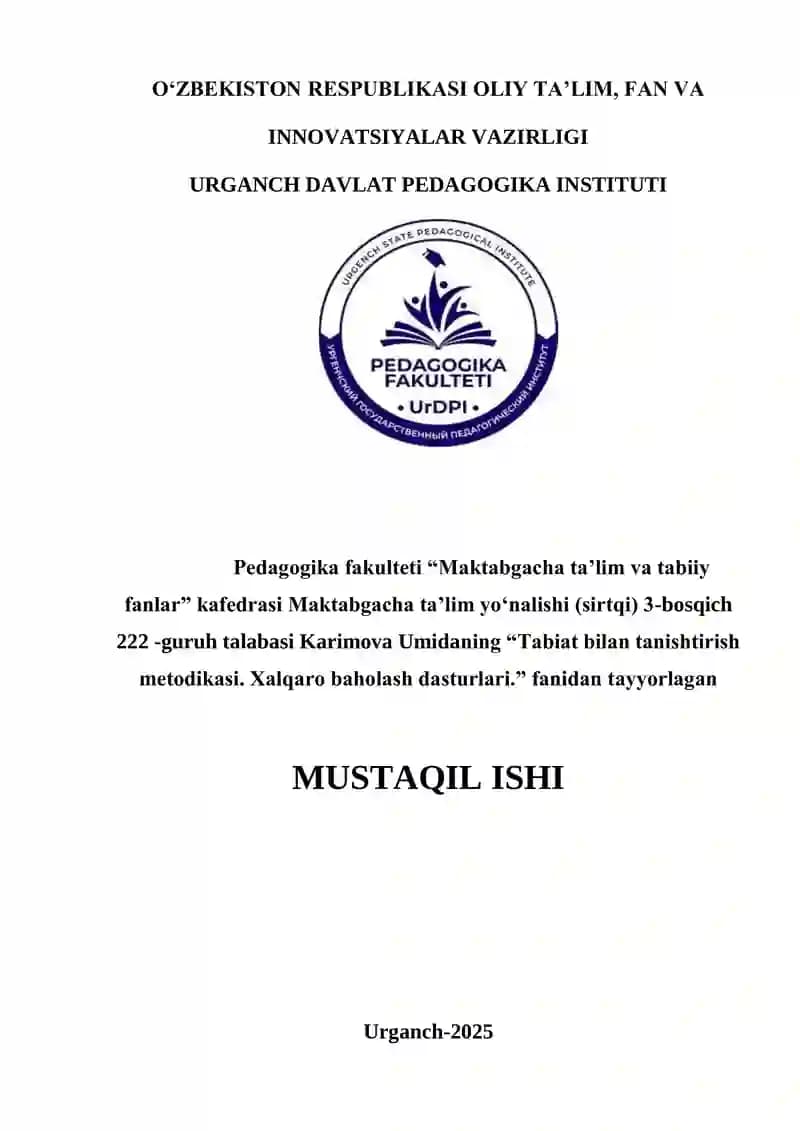 Tabiat bilan tanishtirish metodikasi