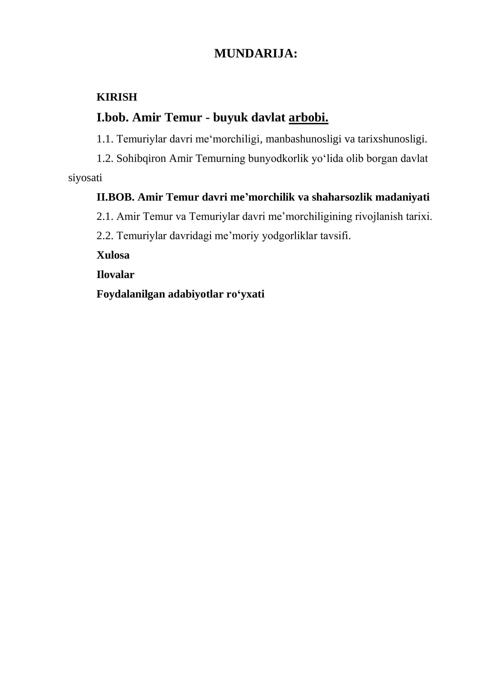 Amir Temur - buyuk davlat arbobi