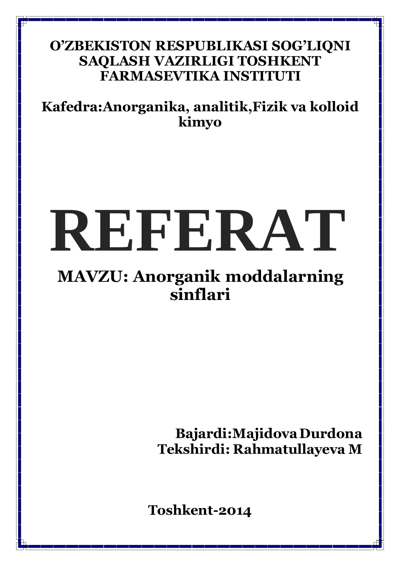 Anorganik moddalarning sinflarini tushunish