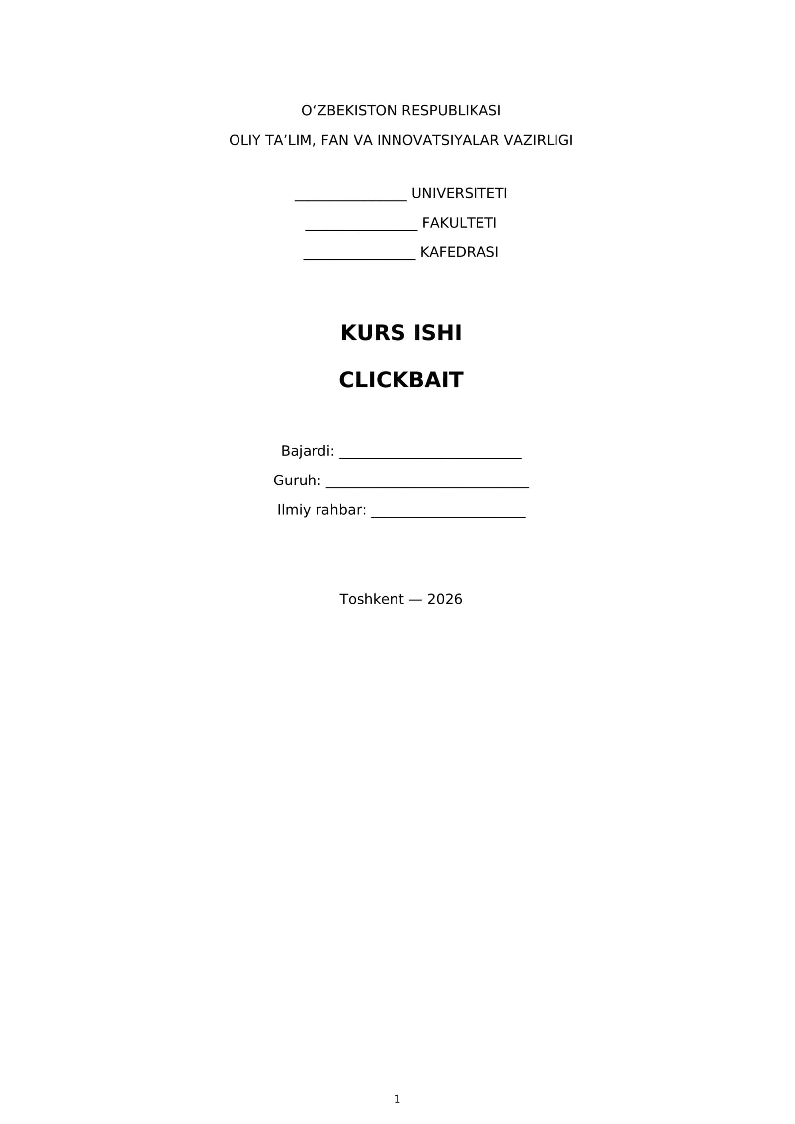 Kurs ishi "Clickbait"