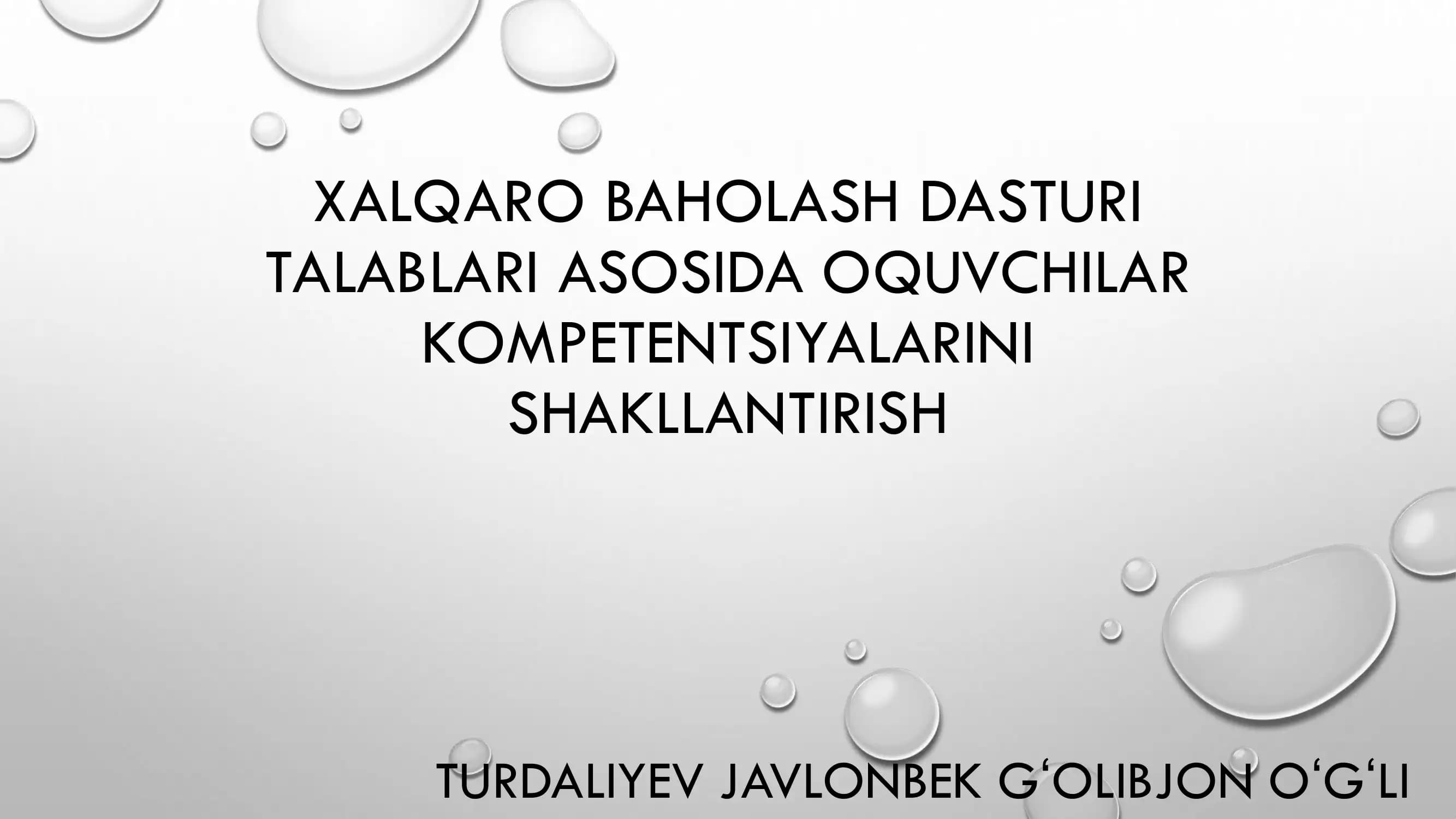XALQARO BAHOLASH DASTURI