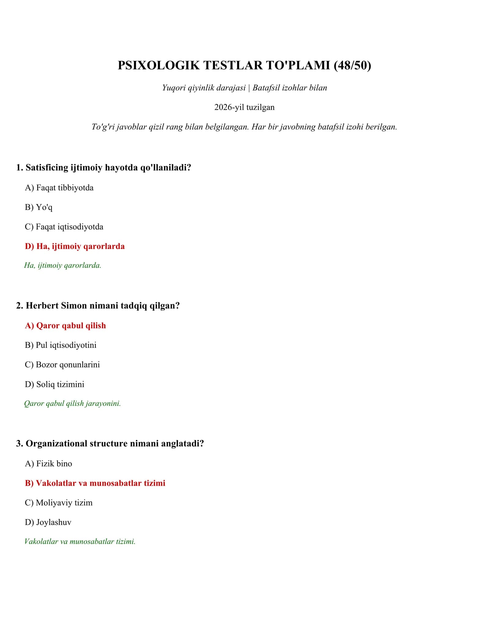 PSIXOLOGIK TESTLAR TO'PLAMI (48/50)