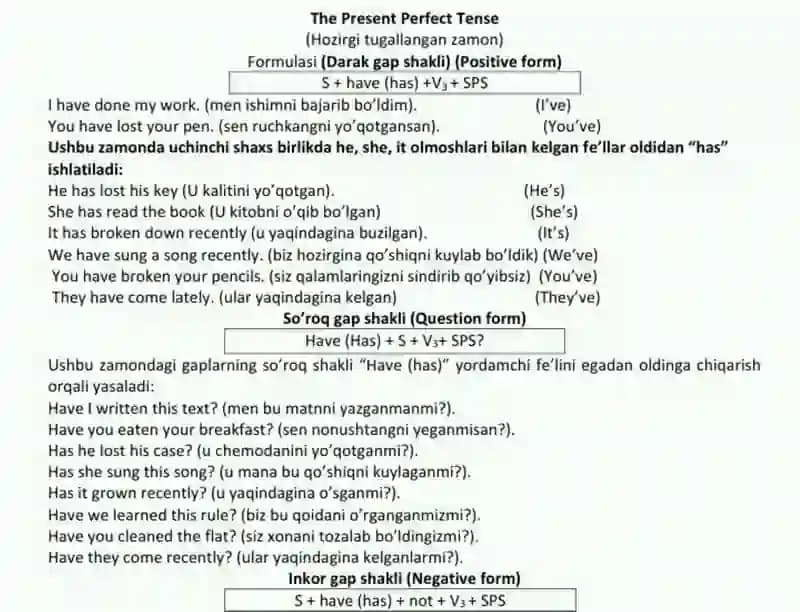 The Present Perfect