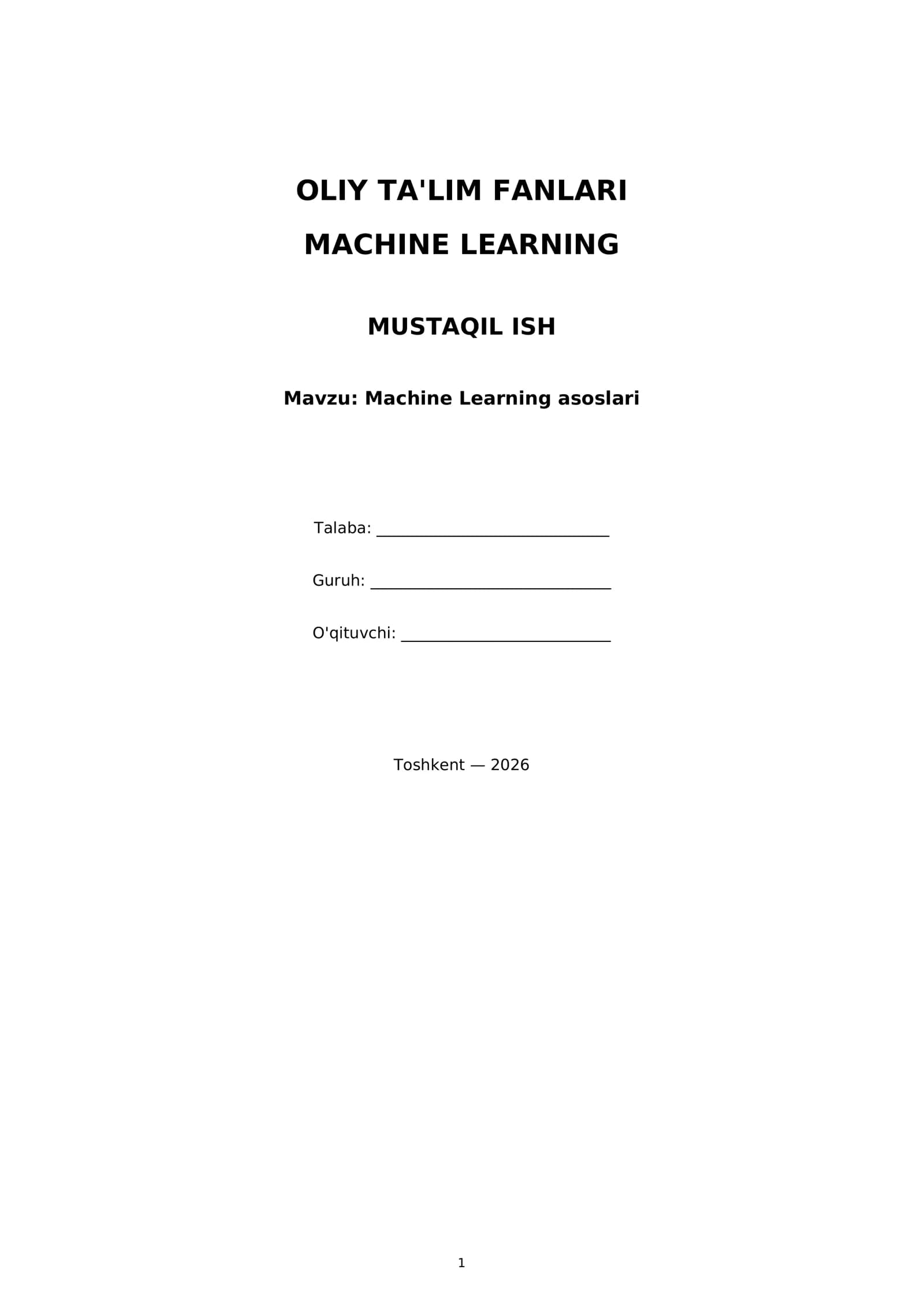 Machine Learning asoslari