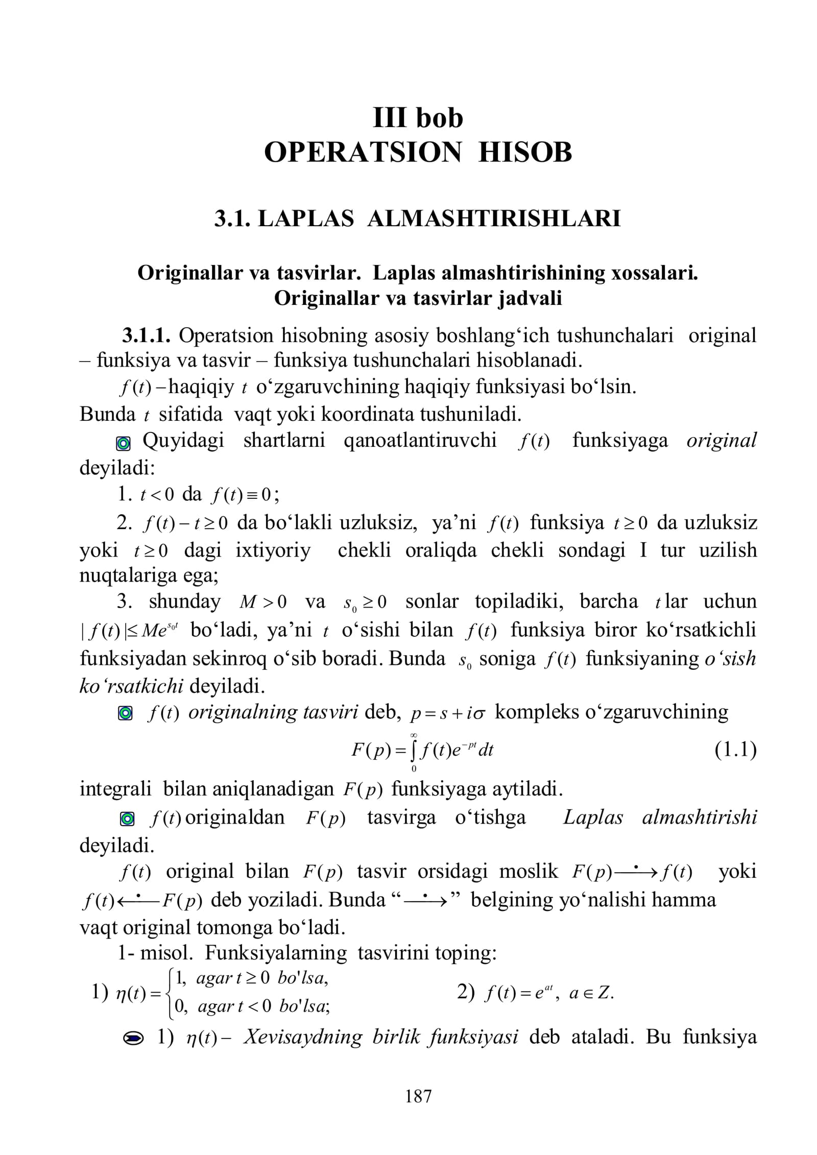 3.1. LAPLAS ALMASHTIRISHLARI