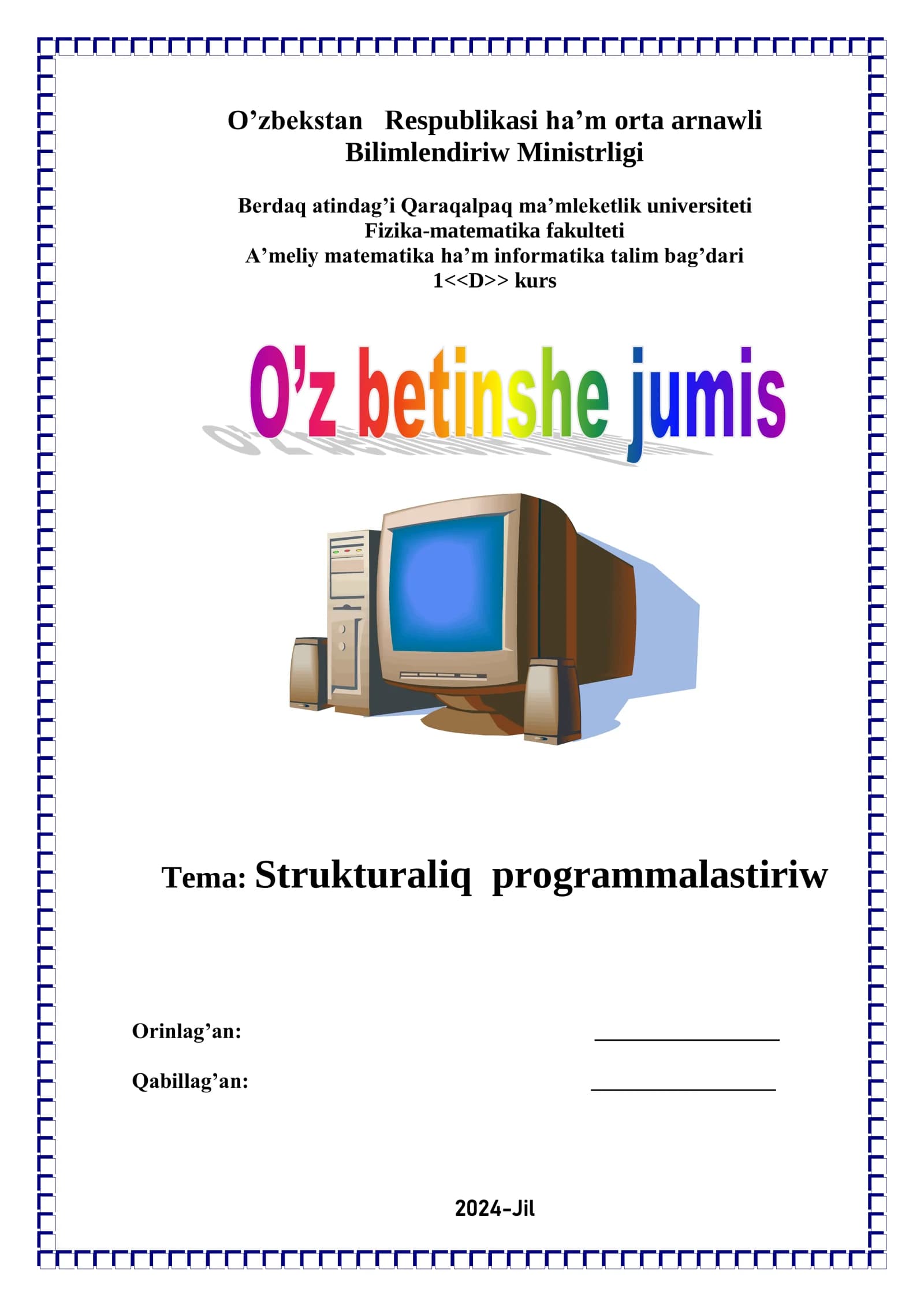 Strukturaliq programmalastiriw