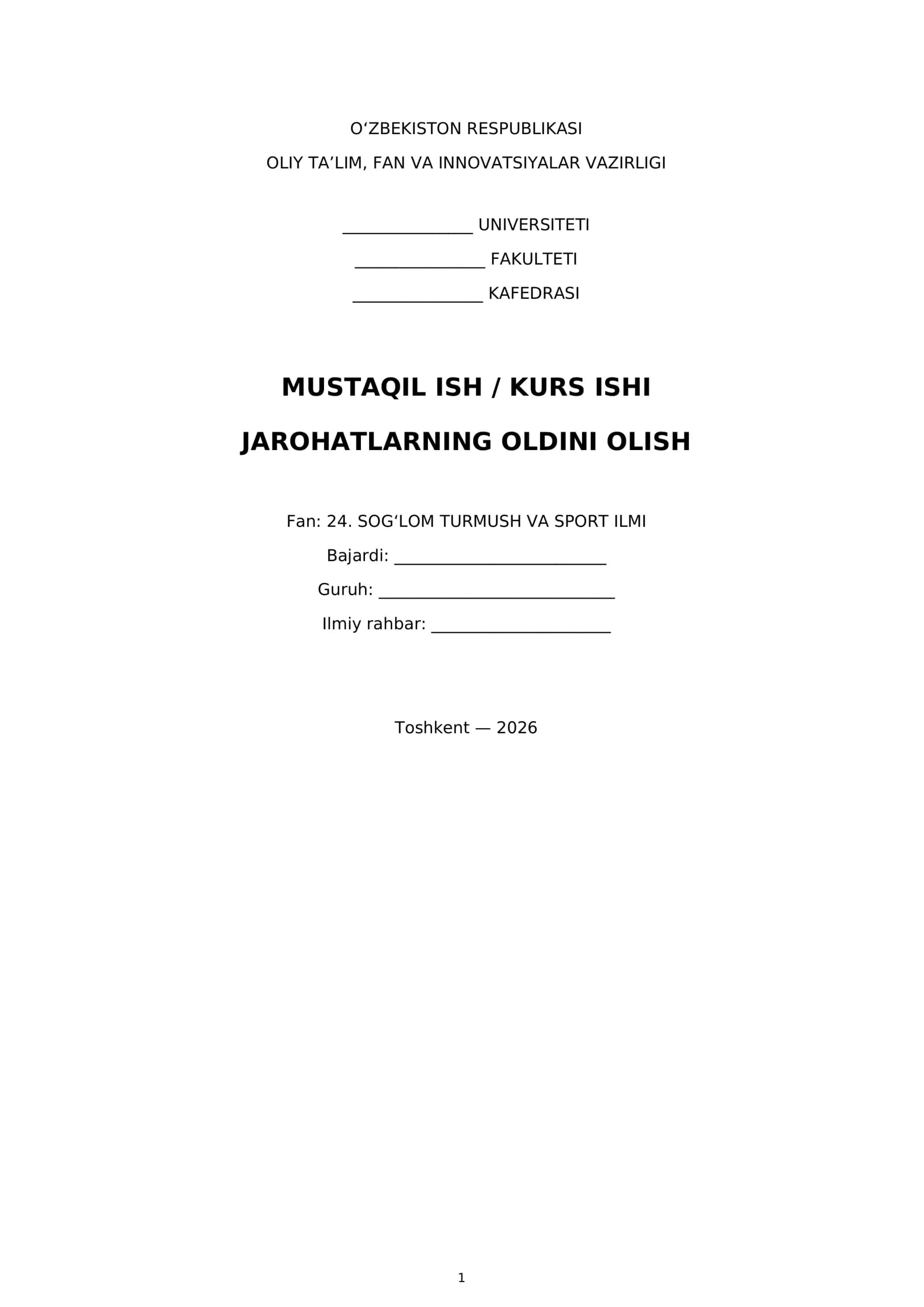 Jarohatlarning oldini olish