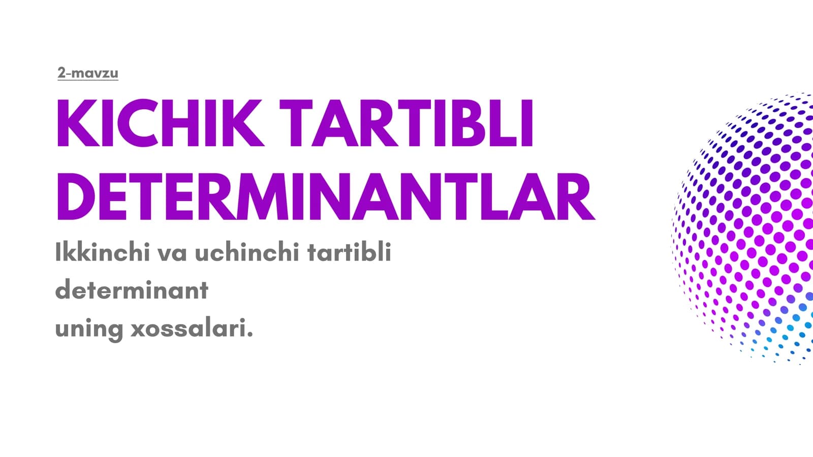 Kichik tartibli determinantlar