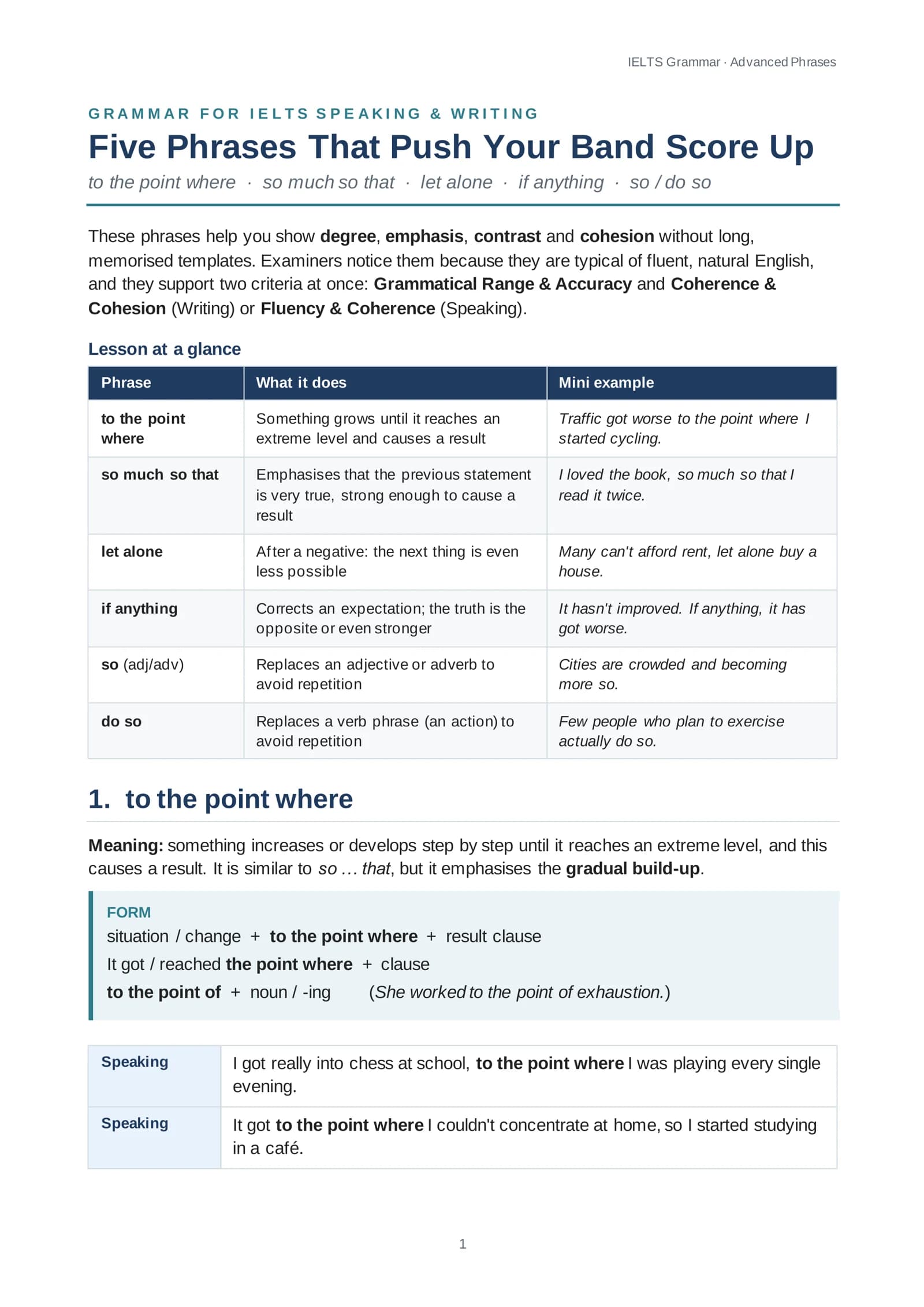 Advanced Phrases for IELTS Grammar