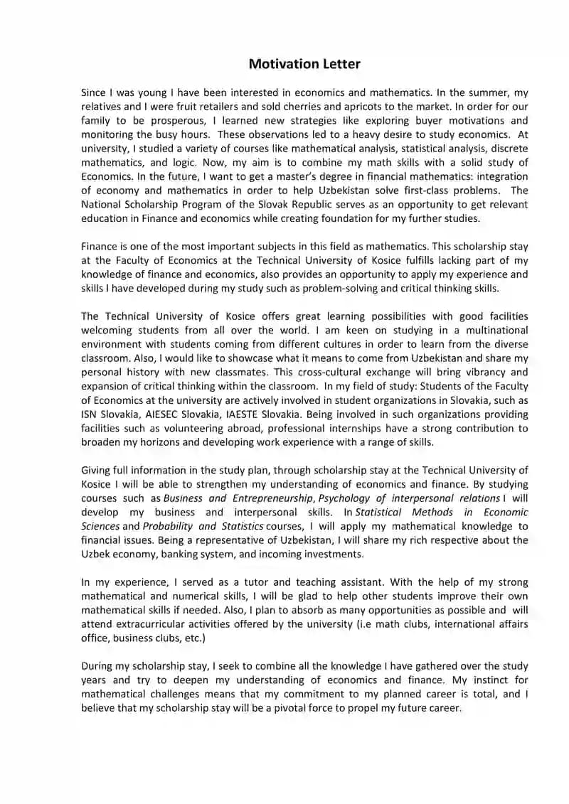 Motivation Letter