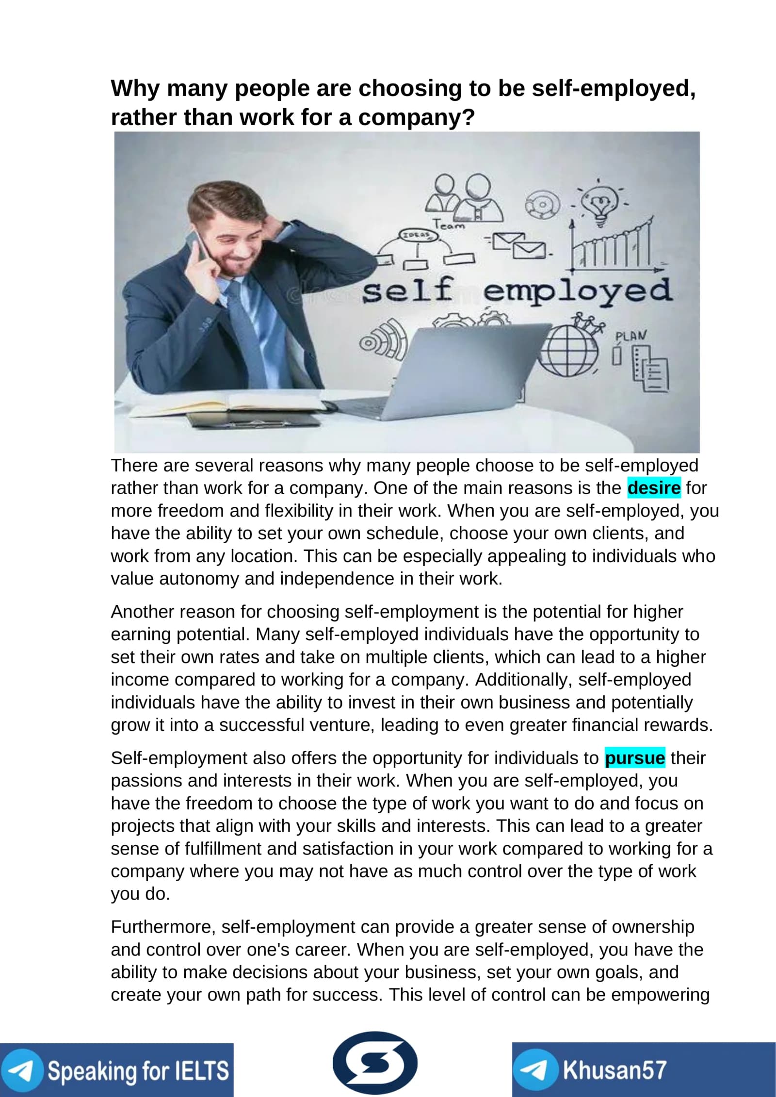 Self-Employment Benefits