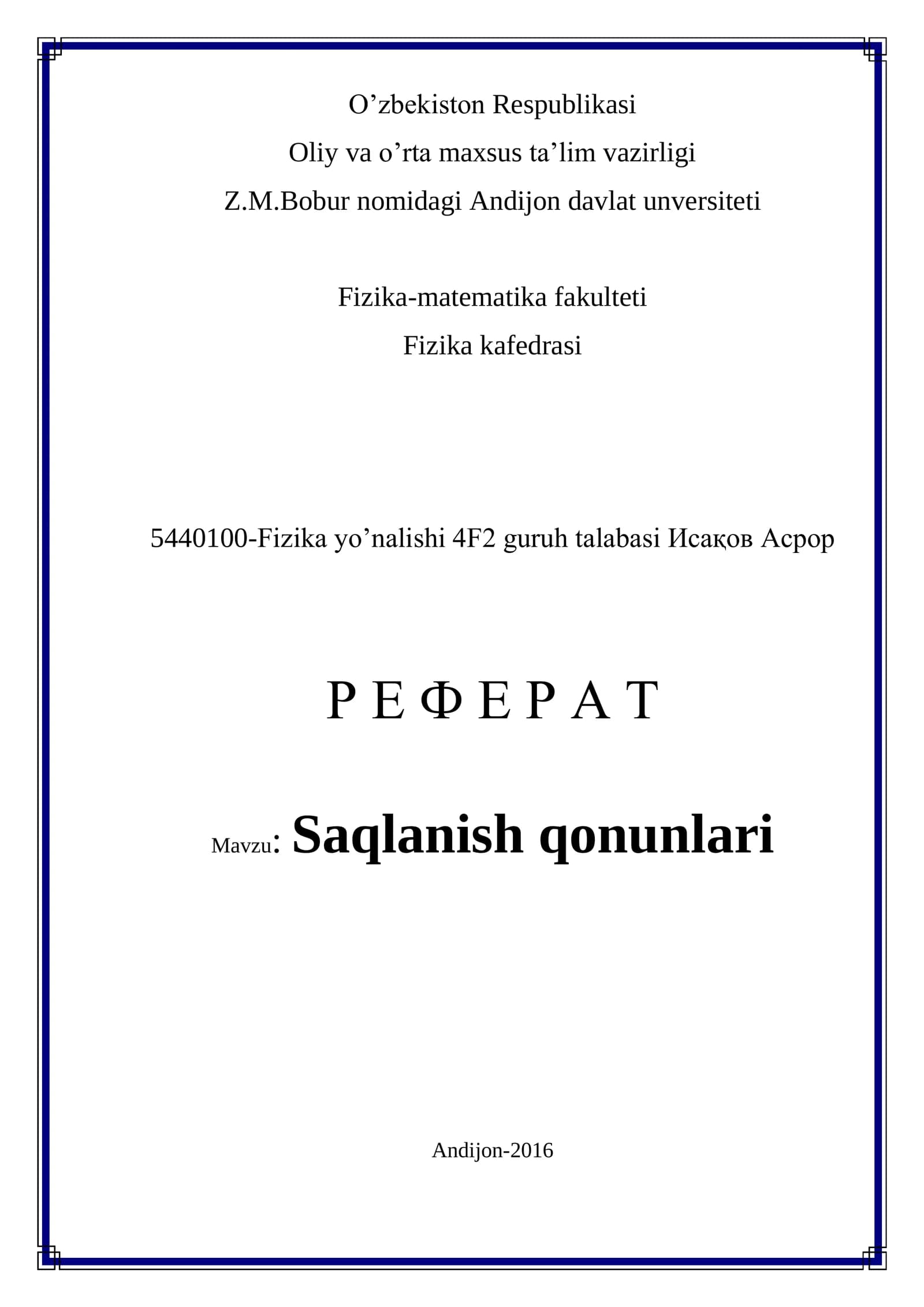Saqlanish qonunlari