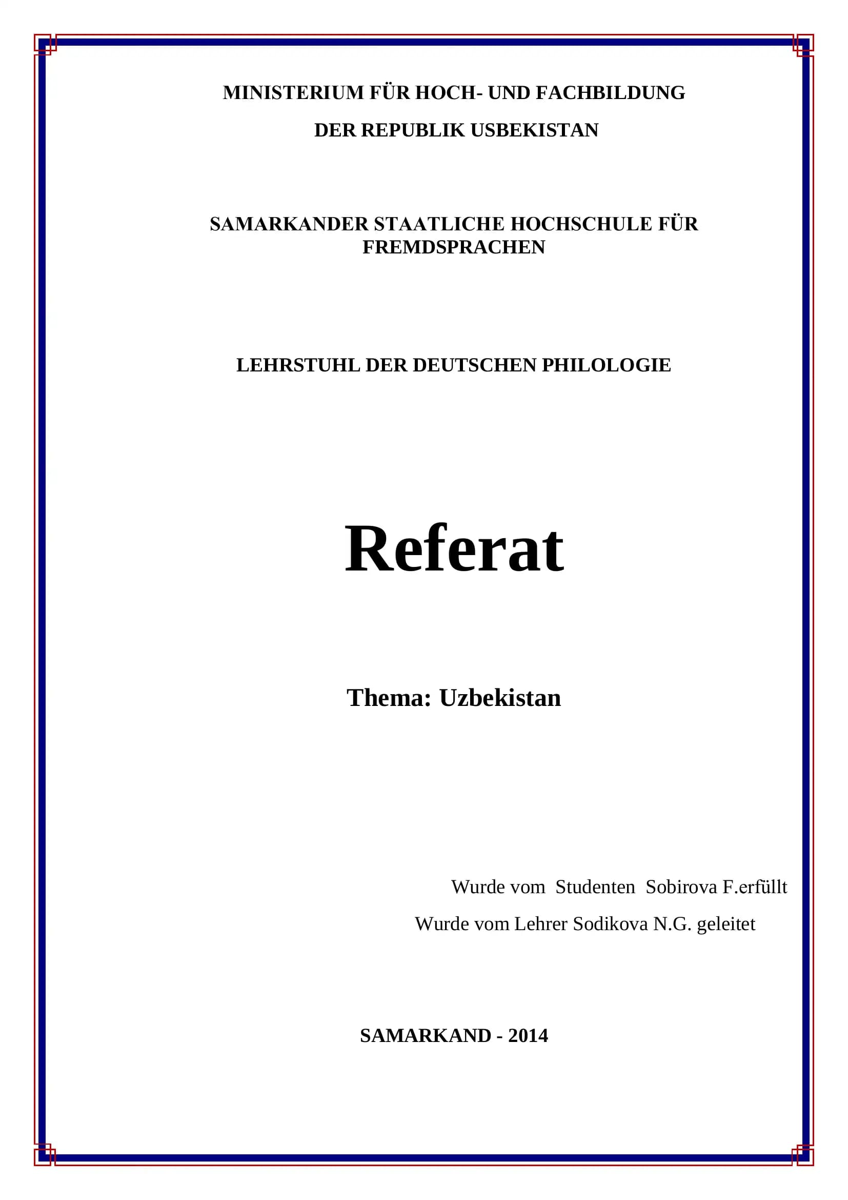 Referat über Usbekistan