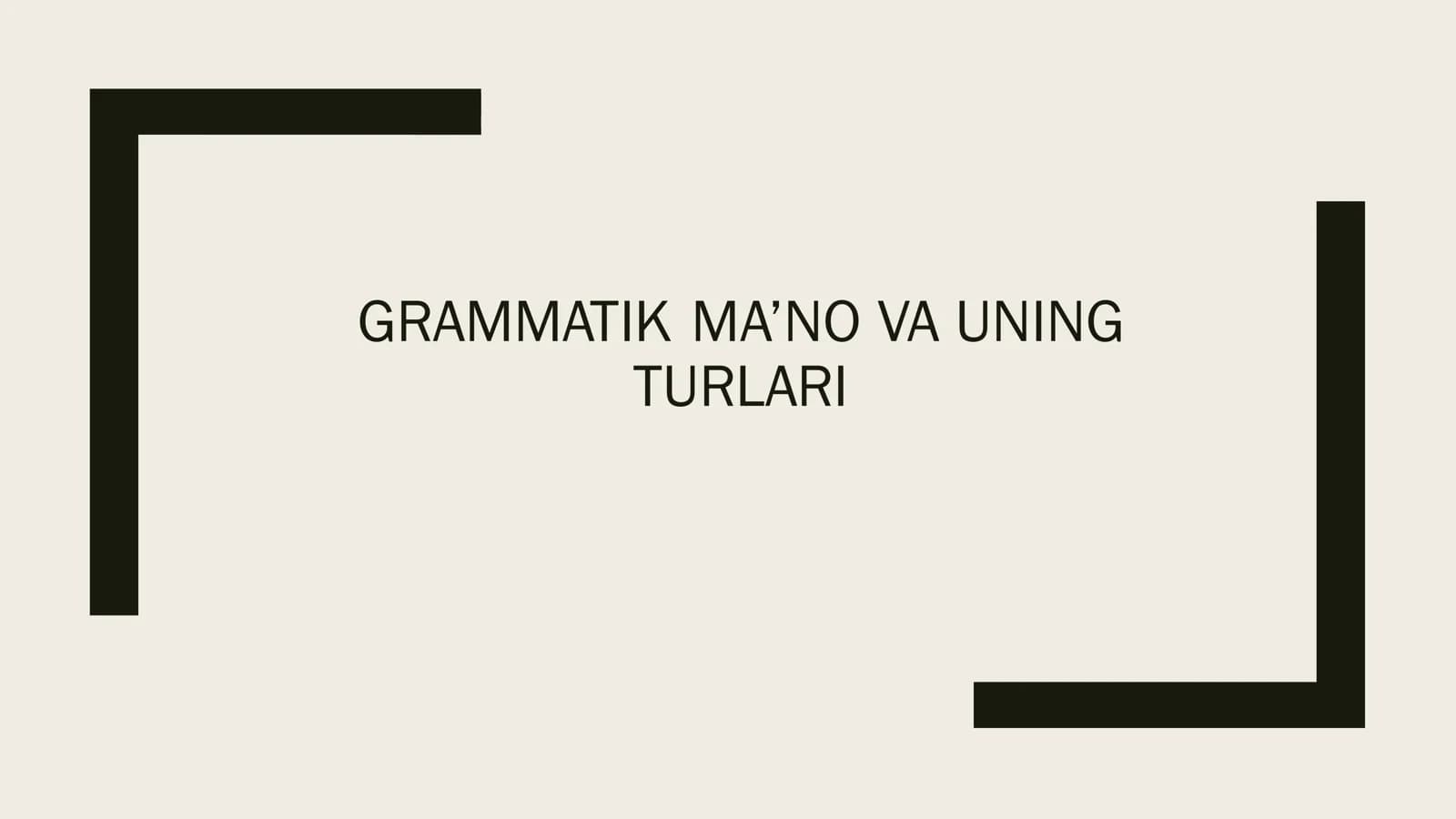 GRAMMATIK MA’NO VA UNING TURLARI