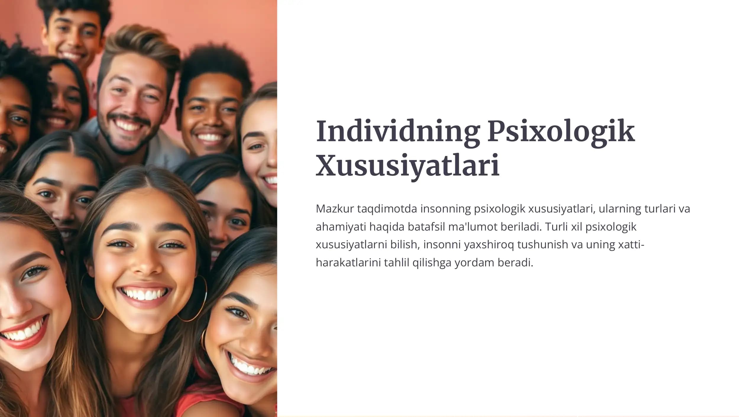 Individning Psixologik Xususiyatlari