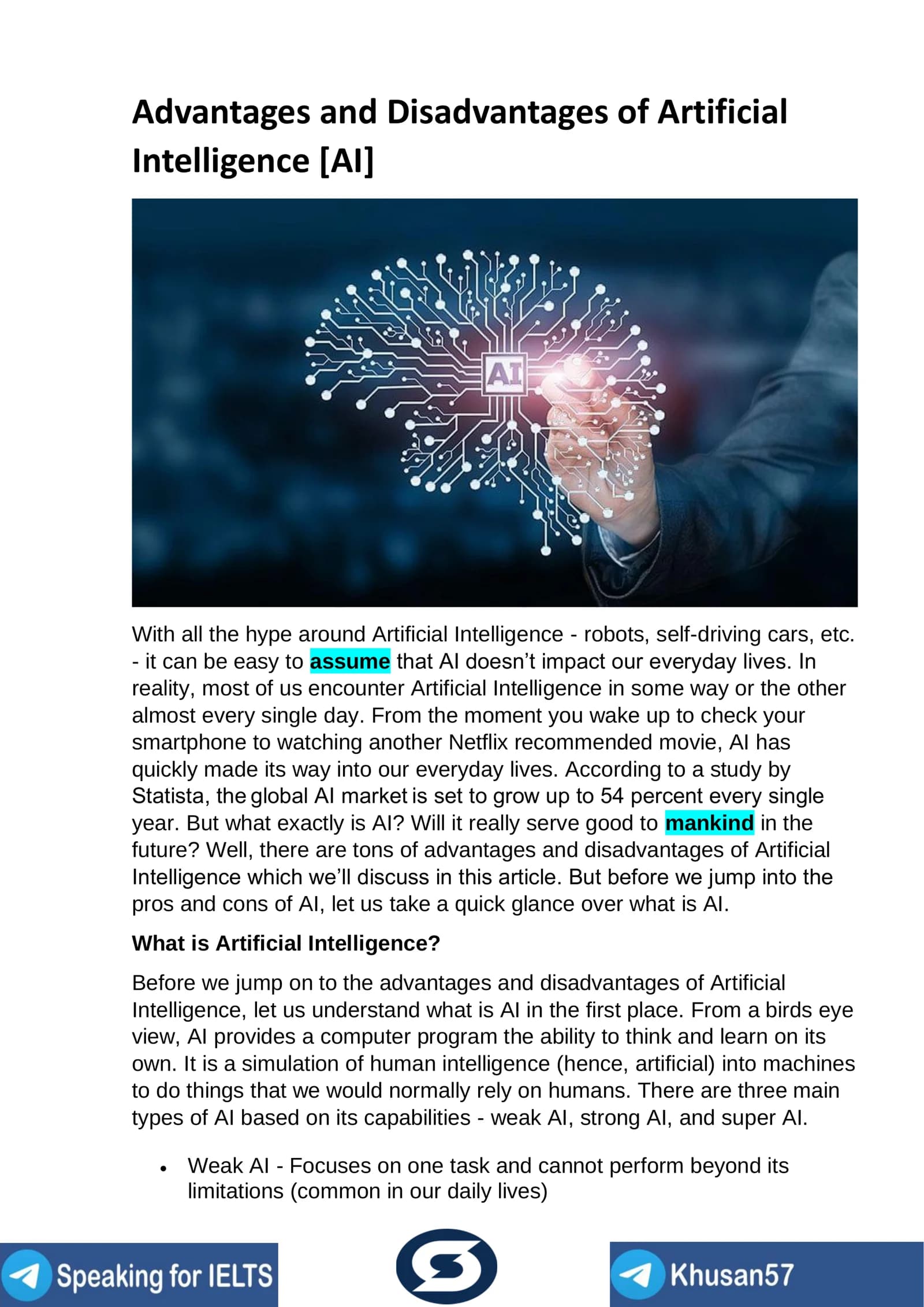 Advantages and Disadvantages of Artificial Intelligence [AI]
