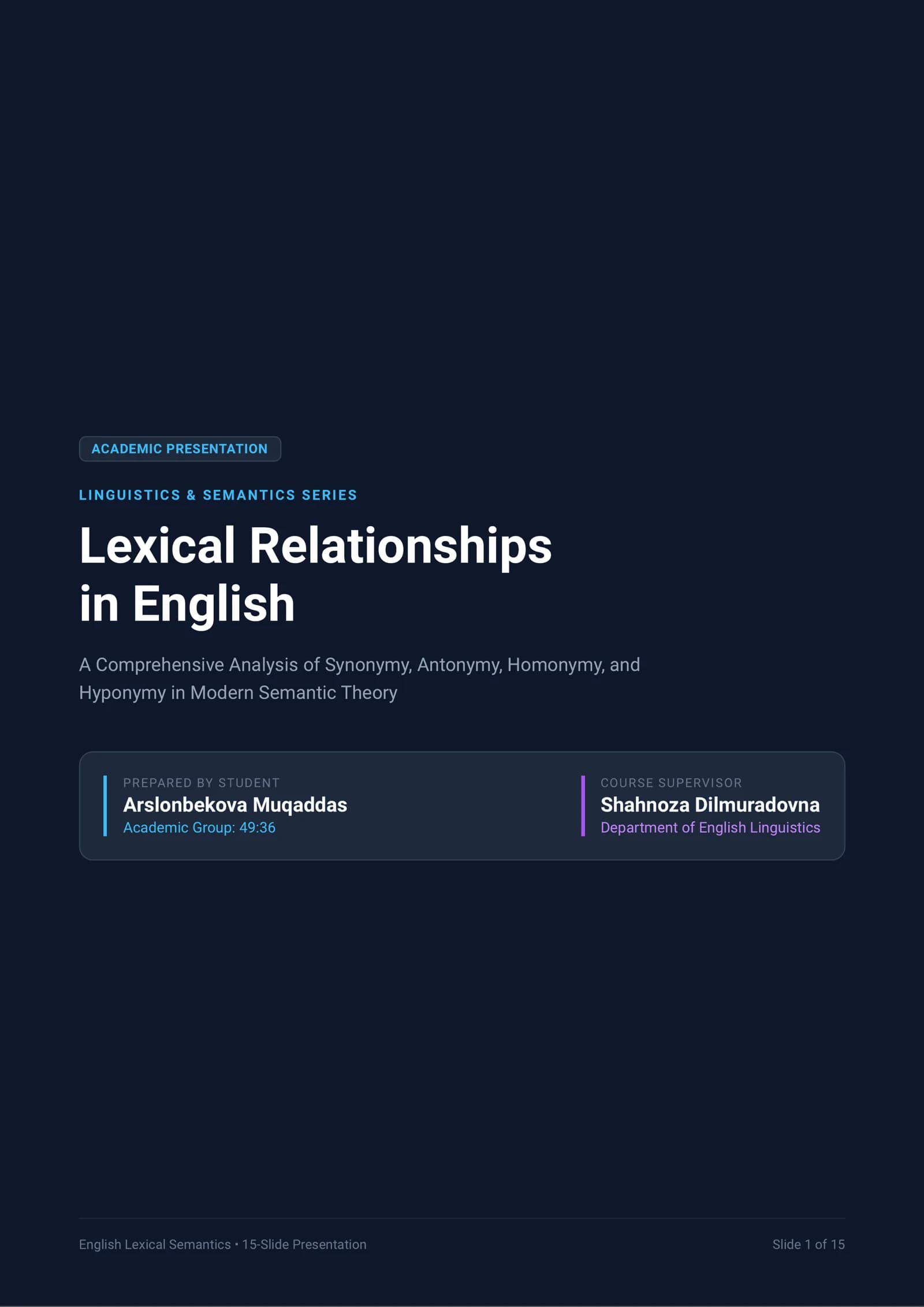 Lexical Relationships in English