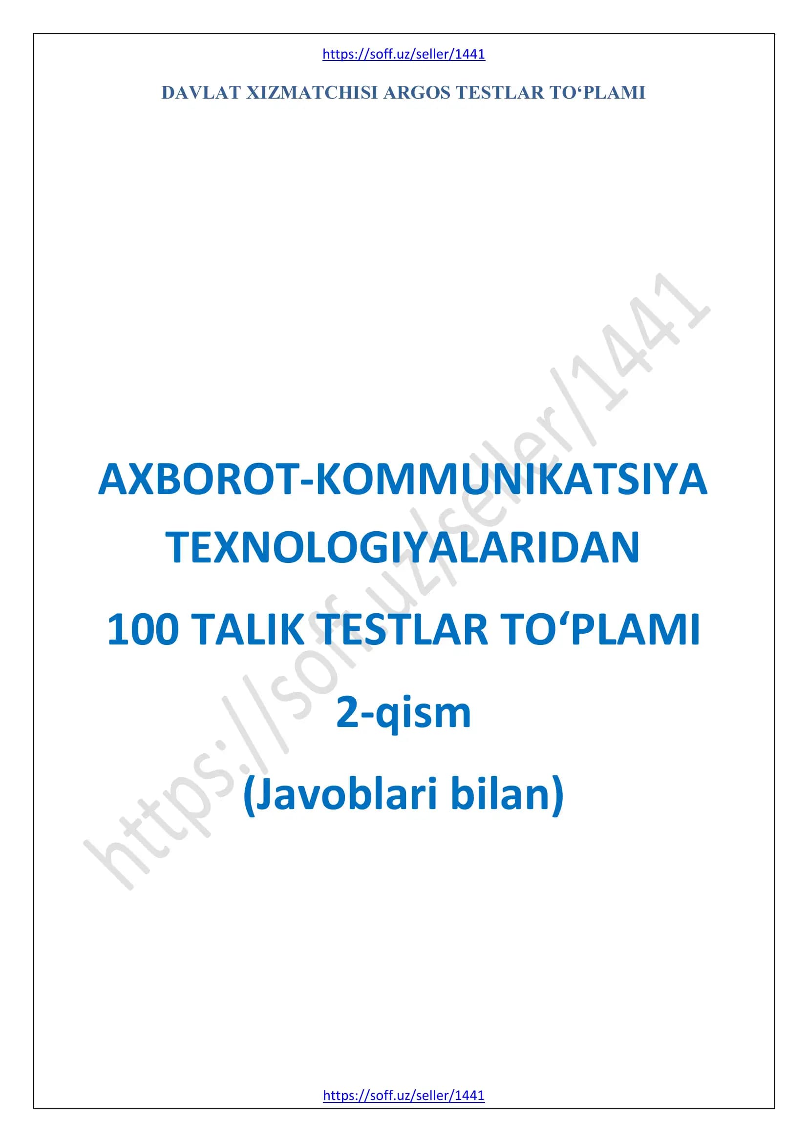 ARGOS test Axborot-kommunikatsiya texnologiyalari 2-qism