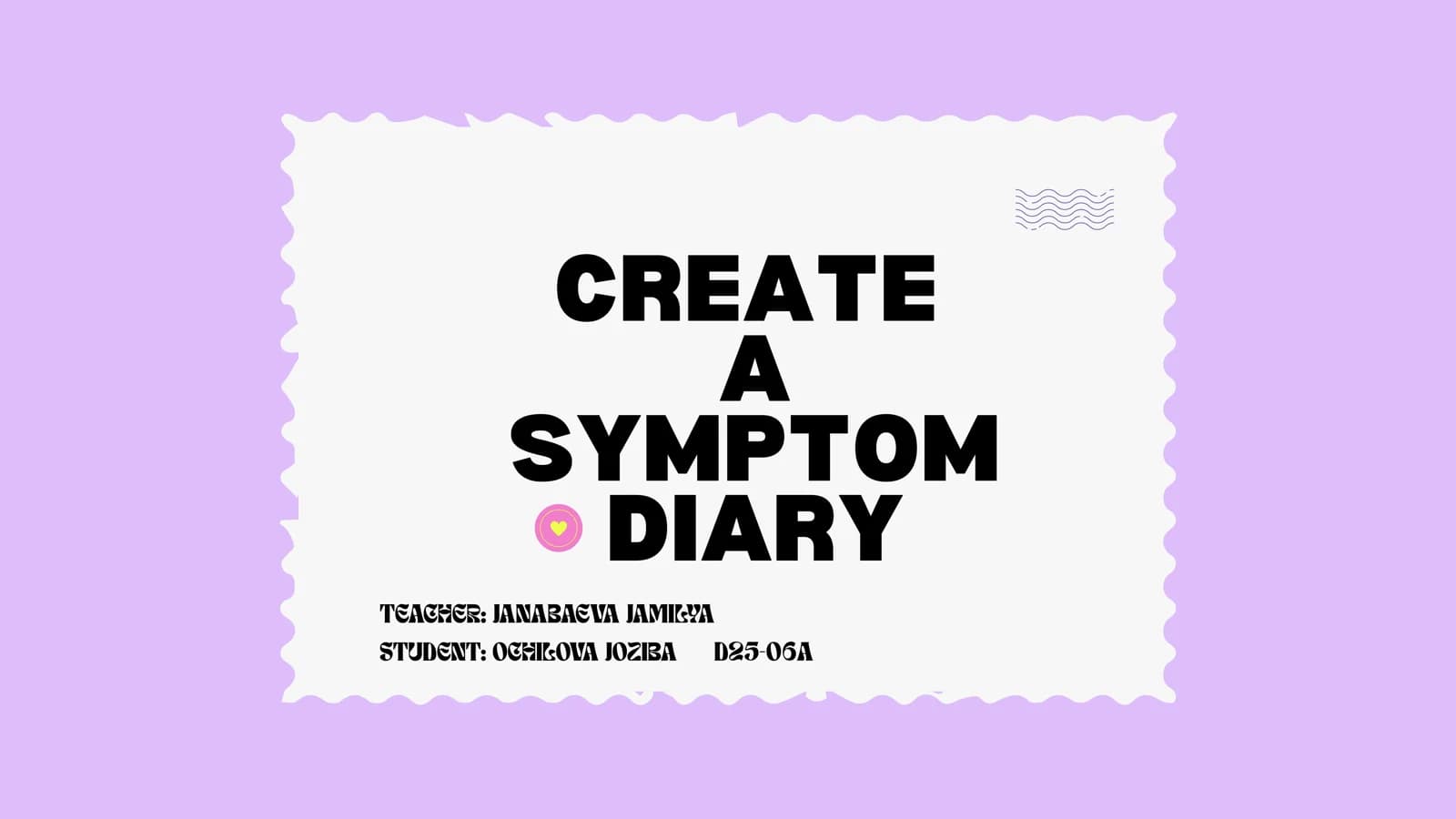 Symptom Diary Creation