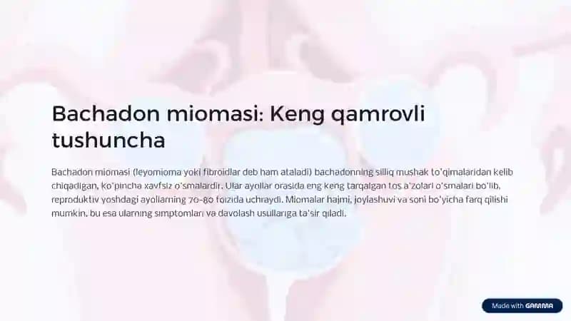bachadon miomasi ginikalogiya