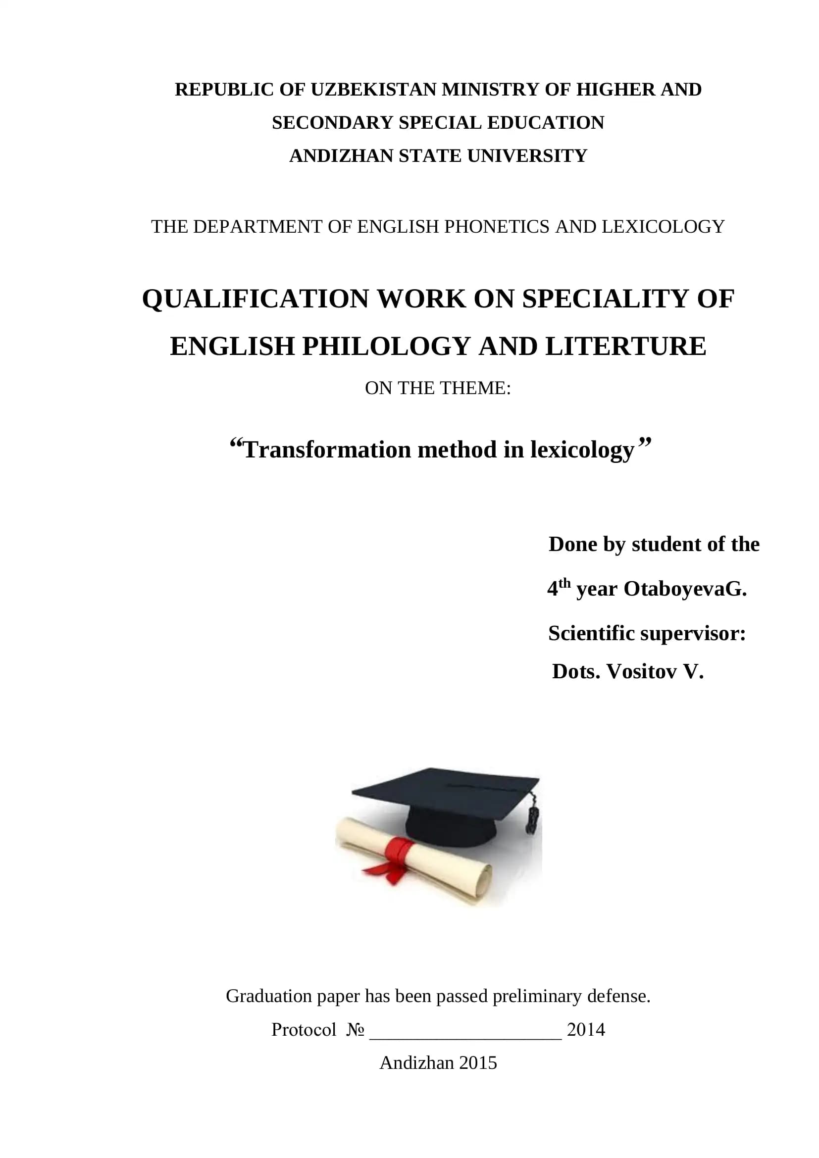 Transformation method in lexicology