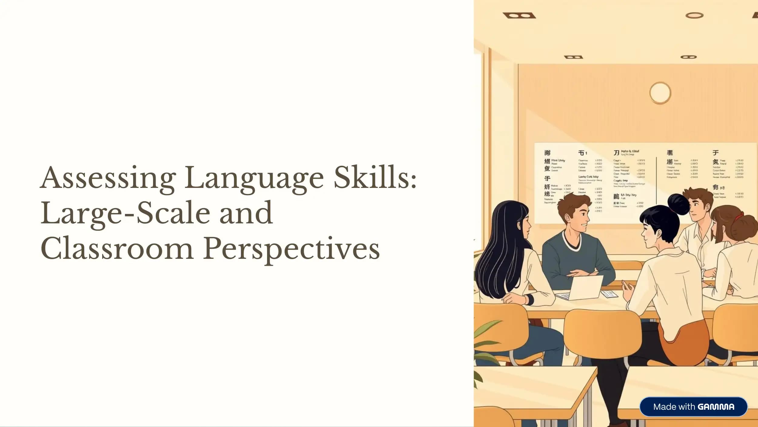 Assessing Language Skills: Large-Scale and Classroom Perspectives