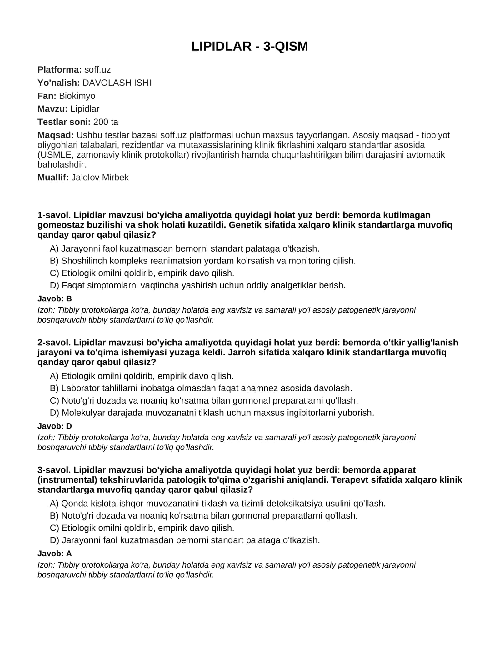 Lipidlar - 3-QISM
