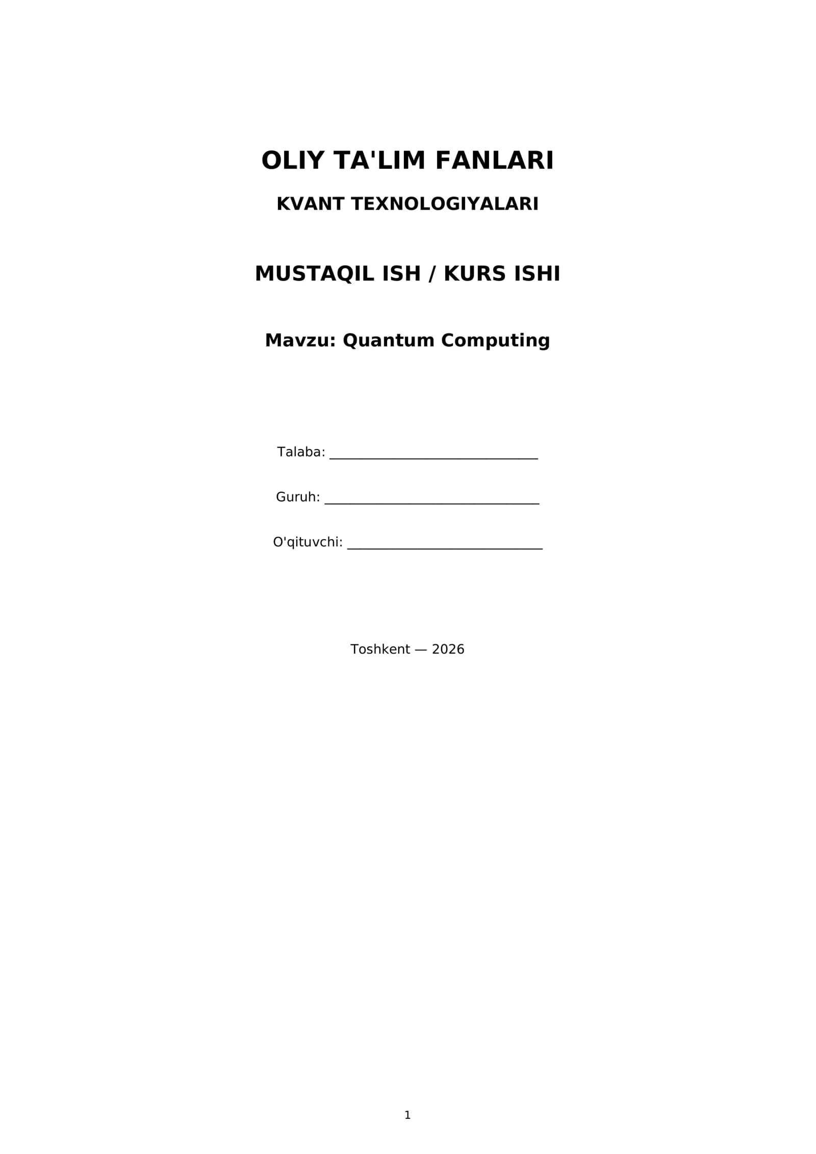 Quantum Computing