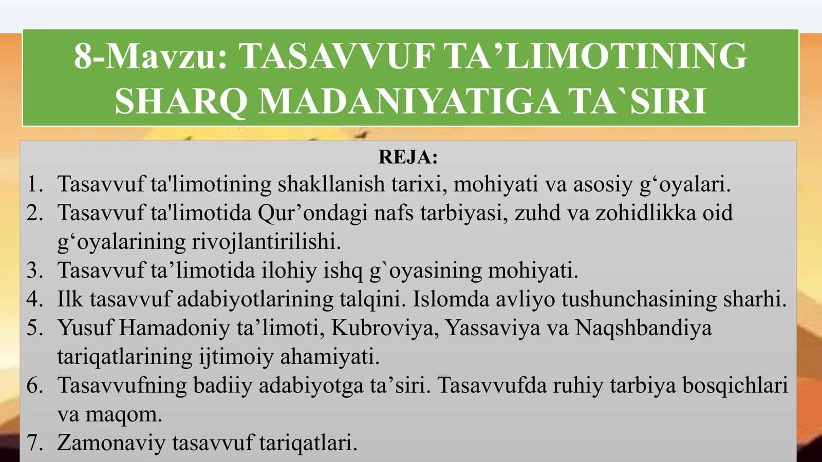 TASAVVUF TA'LIMOTI