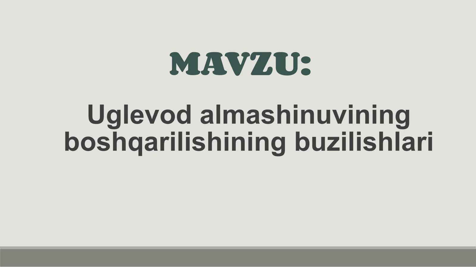 Uglevod almashinuvining boshqarilishi