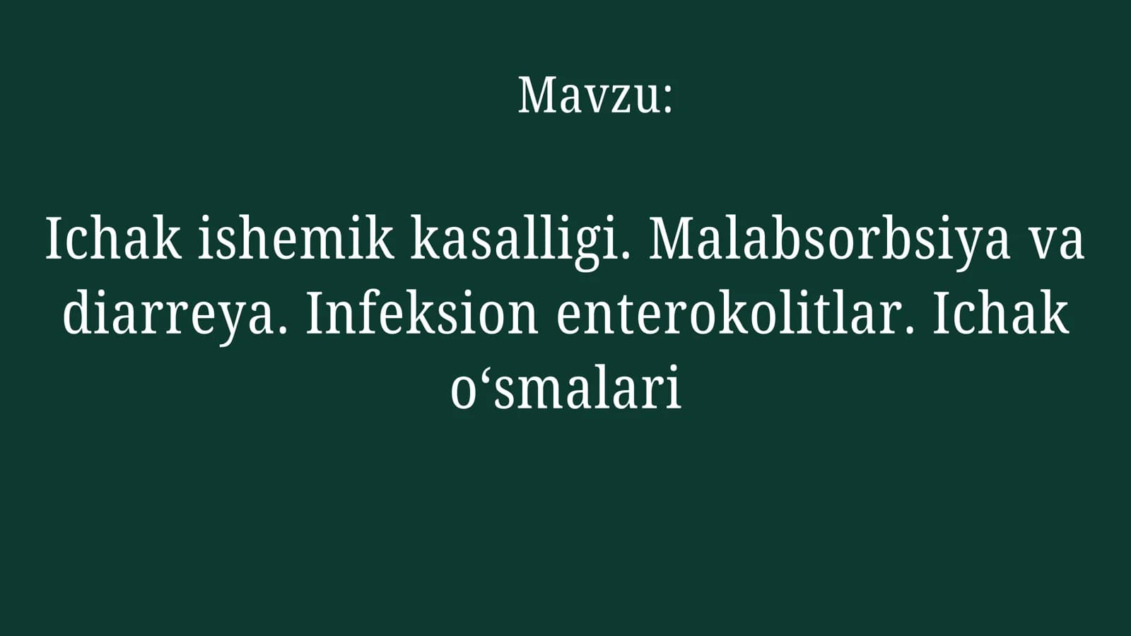 Ichak kasalliklari