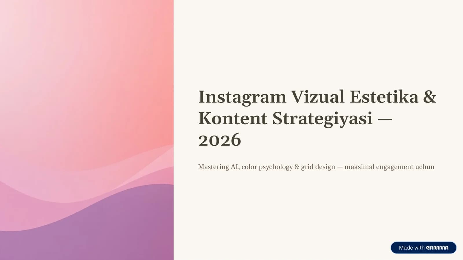 Instagram Vizual Estetika & Kontent Strategiyasi