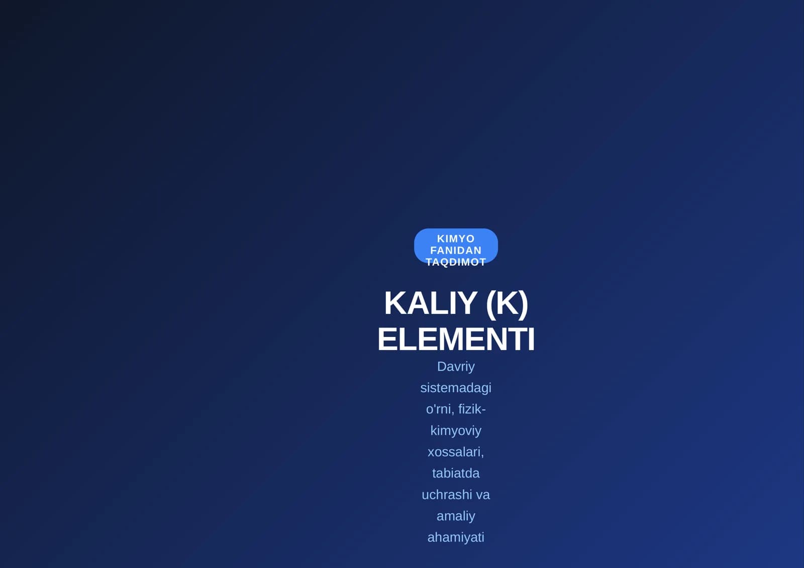 Kaliy Elementi uchun taqdimot