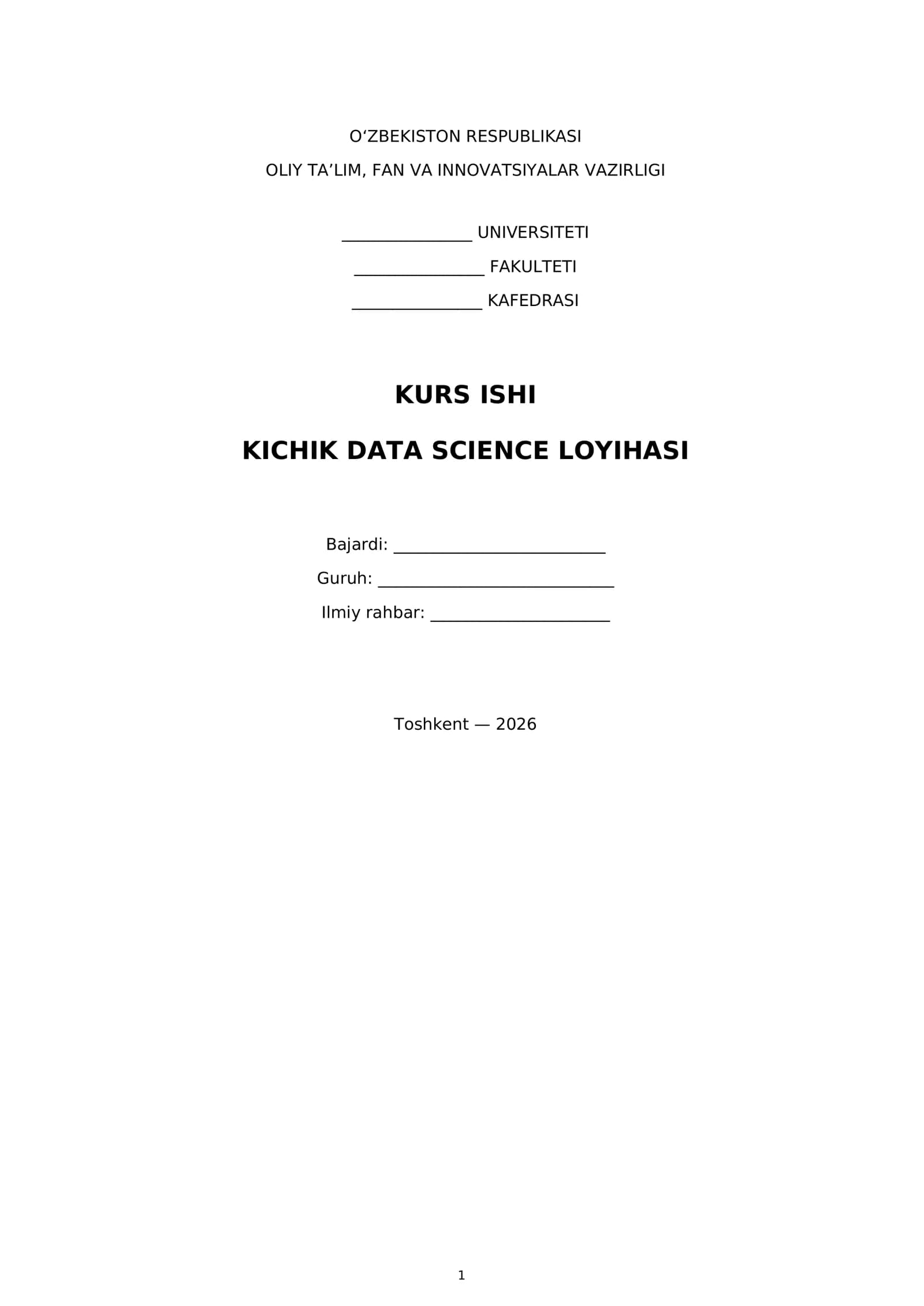 KICHIK DATA SCIENCE LOYIHASI