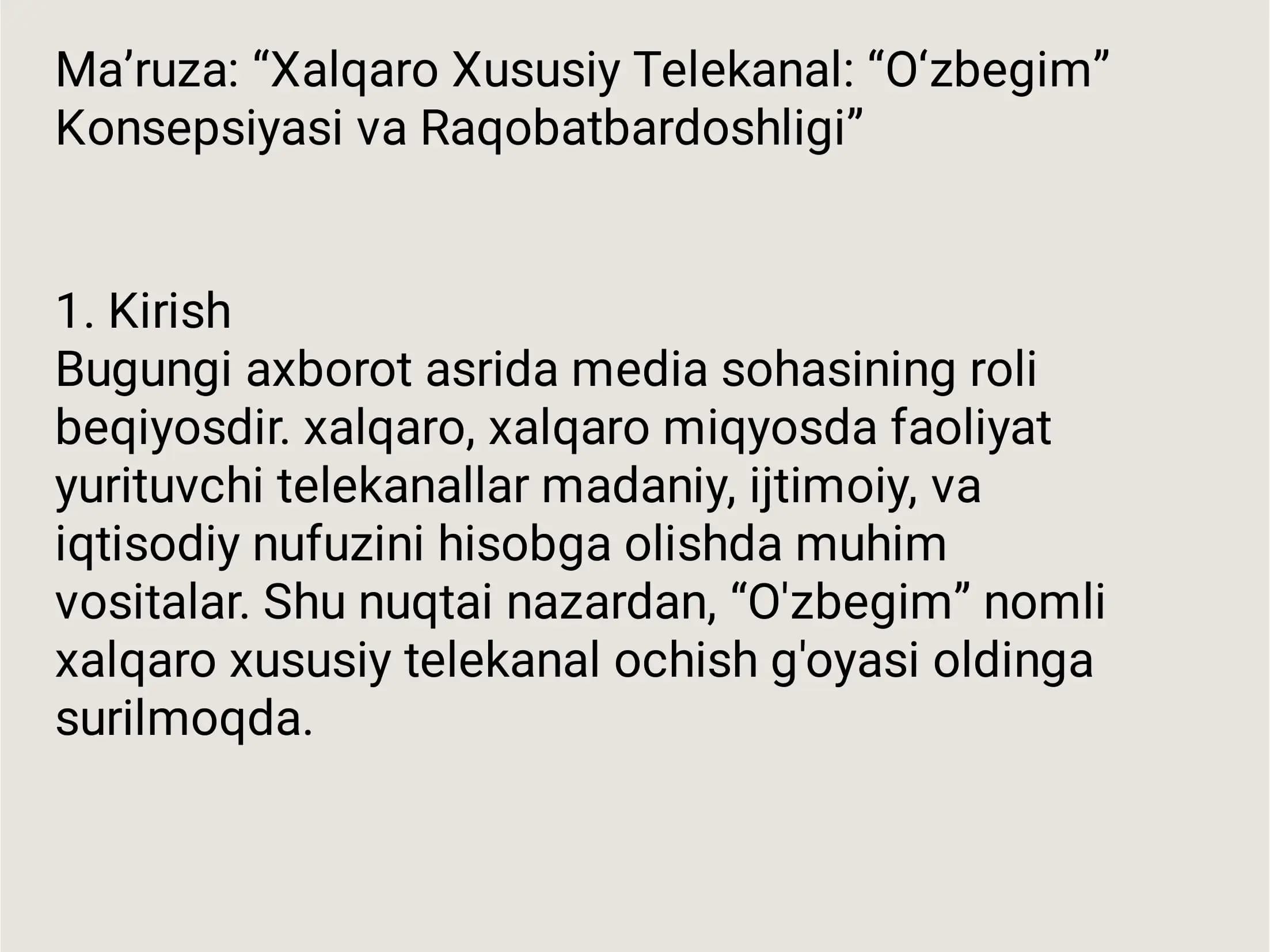 O'zbegim