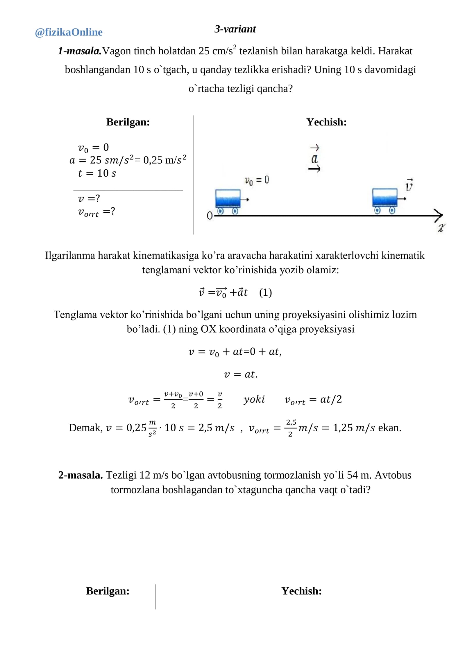 Kinematik tenglamalar