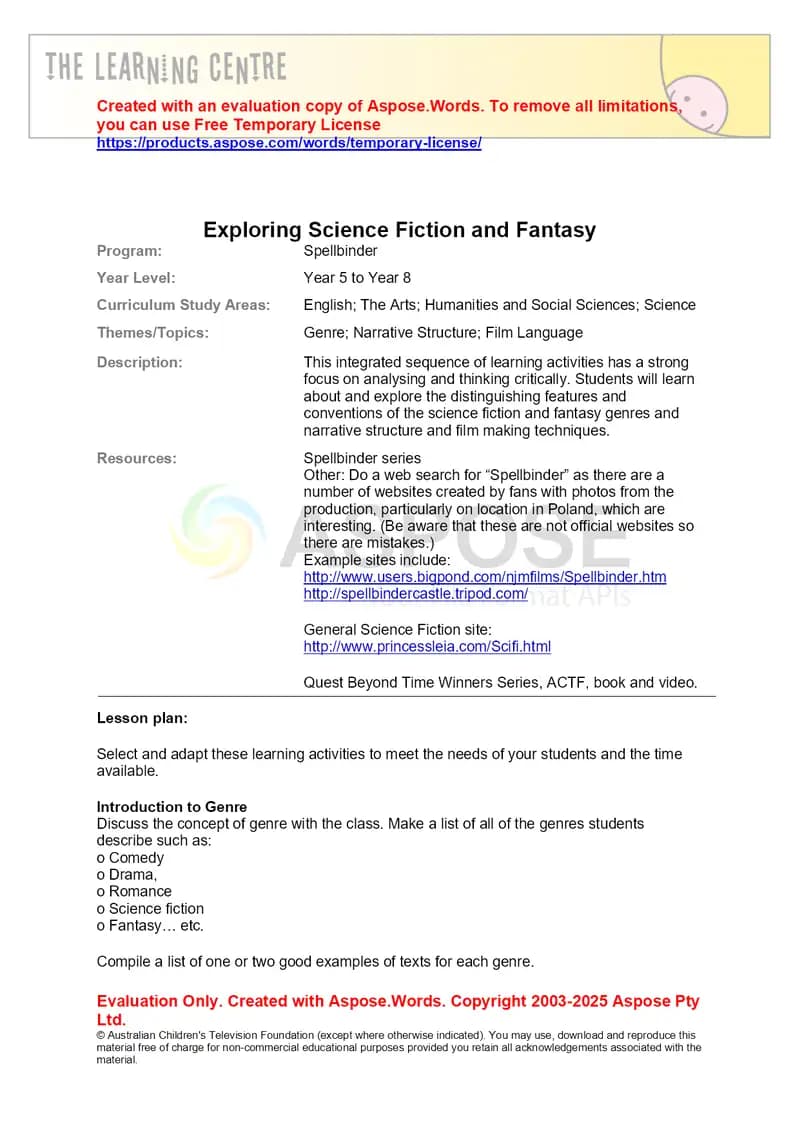 Exploring Science Fiction and Fantasy