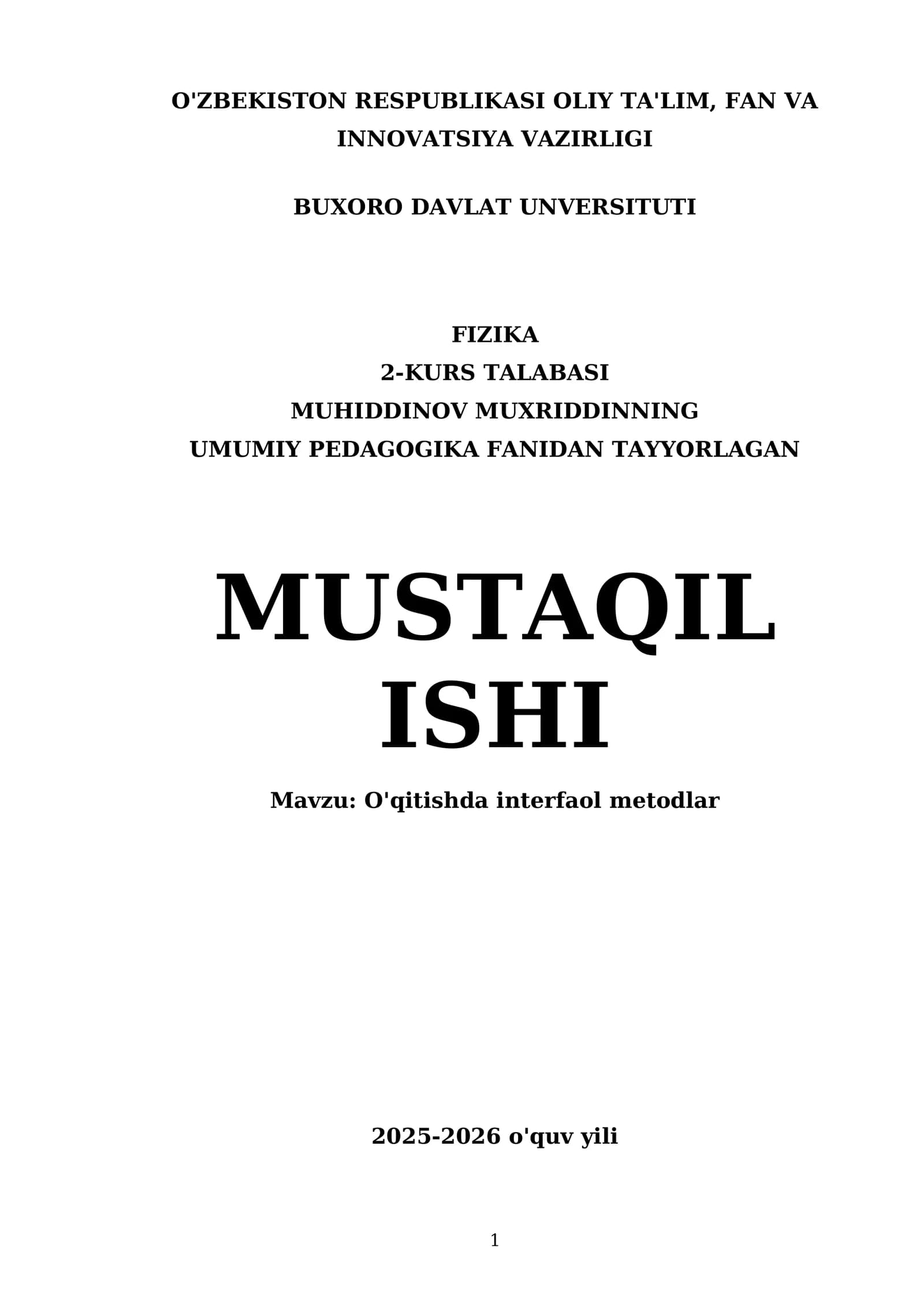 O'qitishda interfaol metodlar