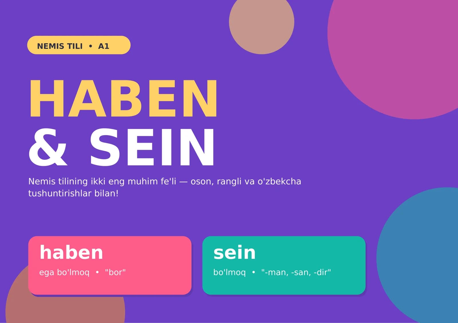 Nemis tili haben va sein fellari