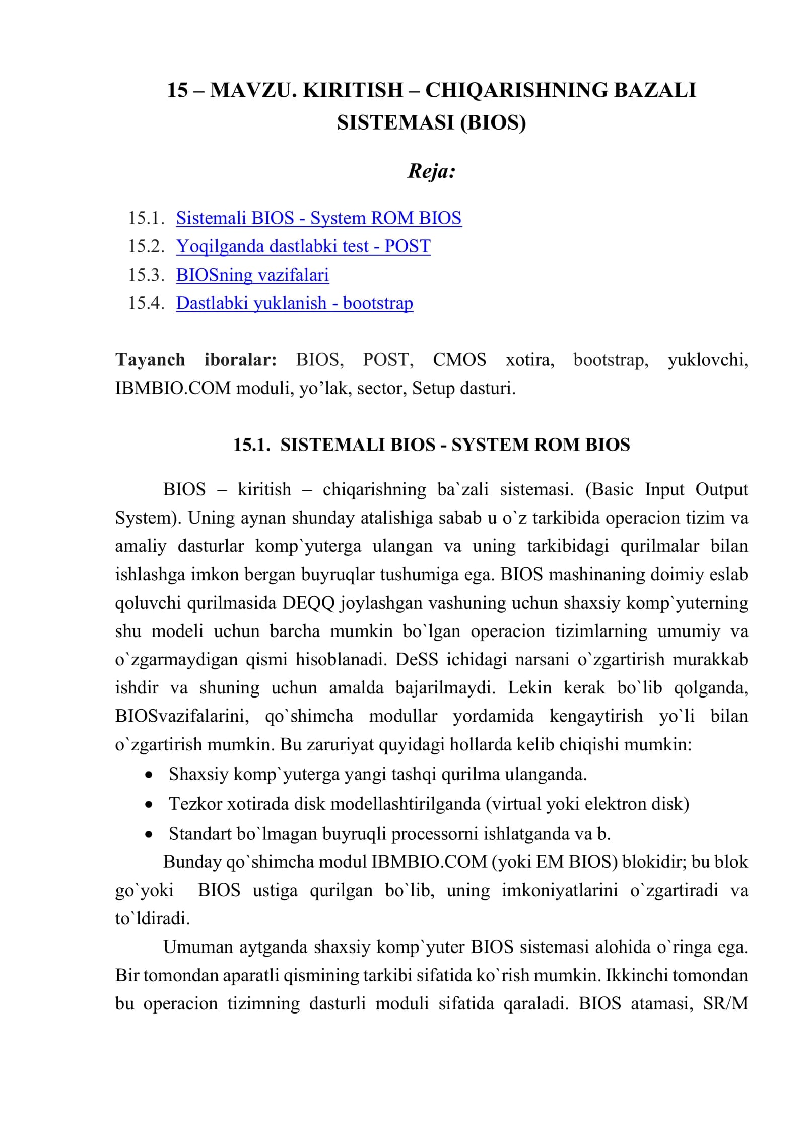 SISTEMALI BIOS - SYSTEM ROM BIOS