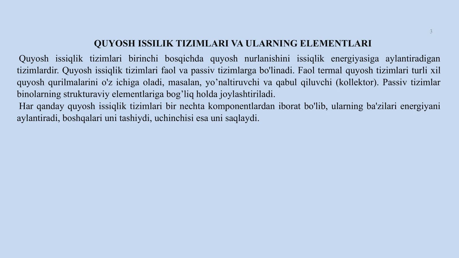 quyosh issiqlik qurilmalari