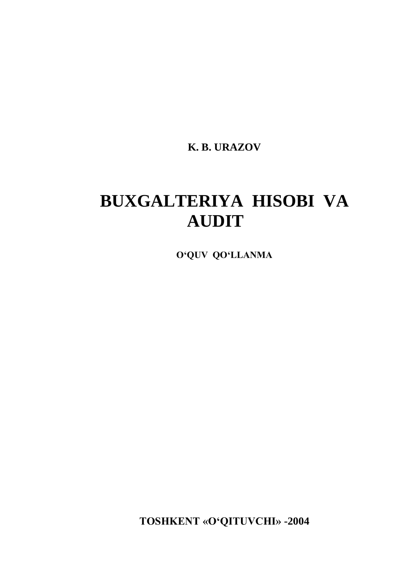 BUXGALTERIYA HISOBI VA AUDIT