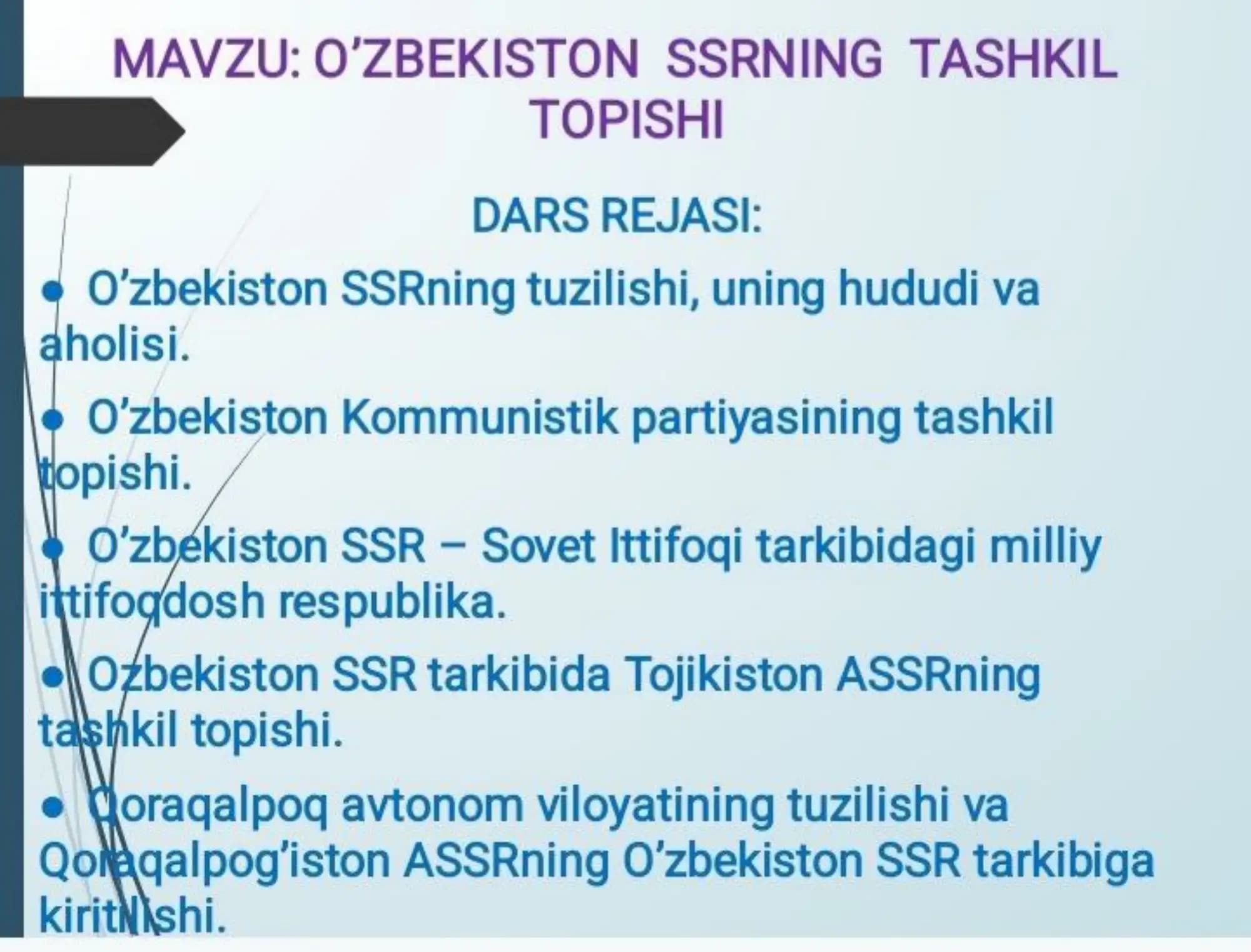O’zbekiston SSRning tashkil topshi