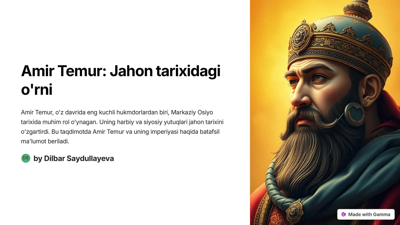 Amir Temur: Jahon tarixidagi o'rni