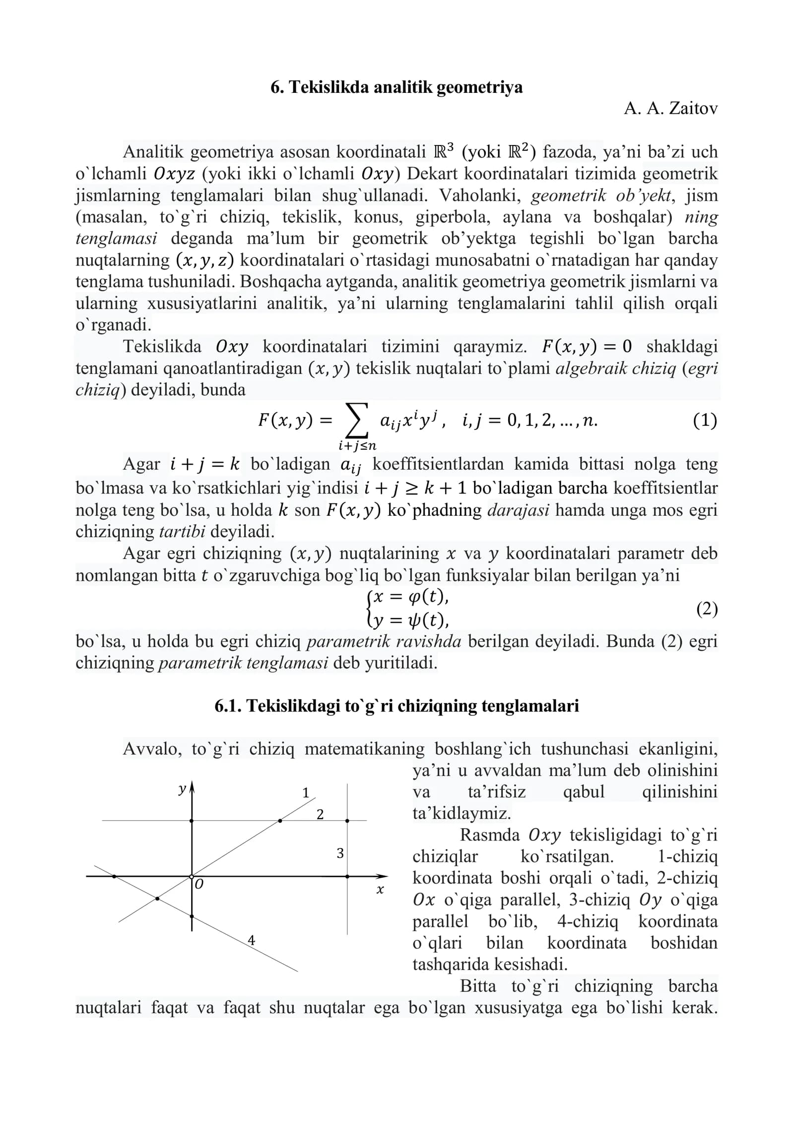 Tekislikda analitik geometriya