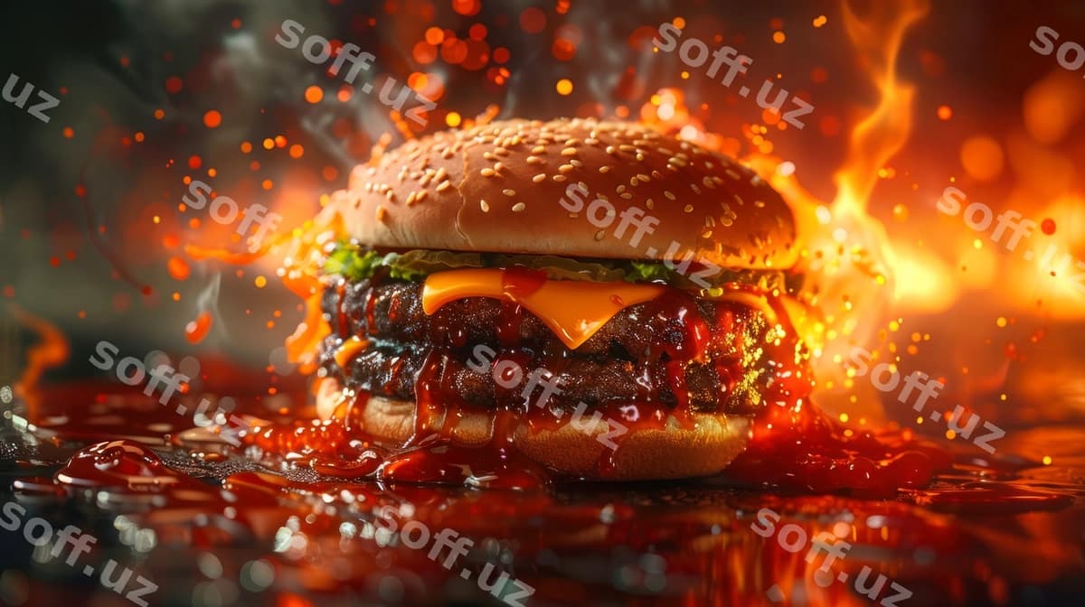 Foto galstukli burgersandvich | Photo beef burger sandwich